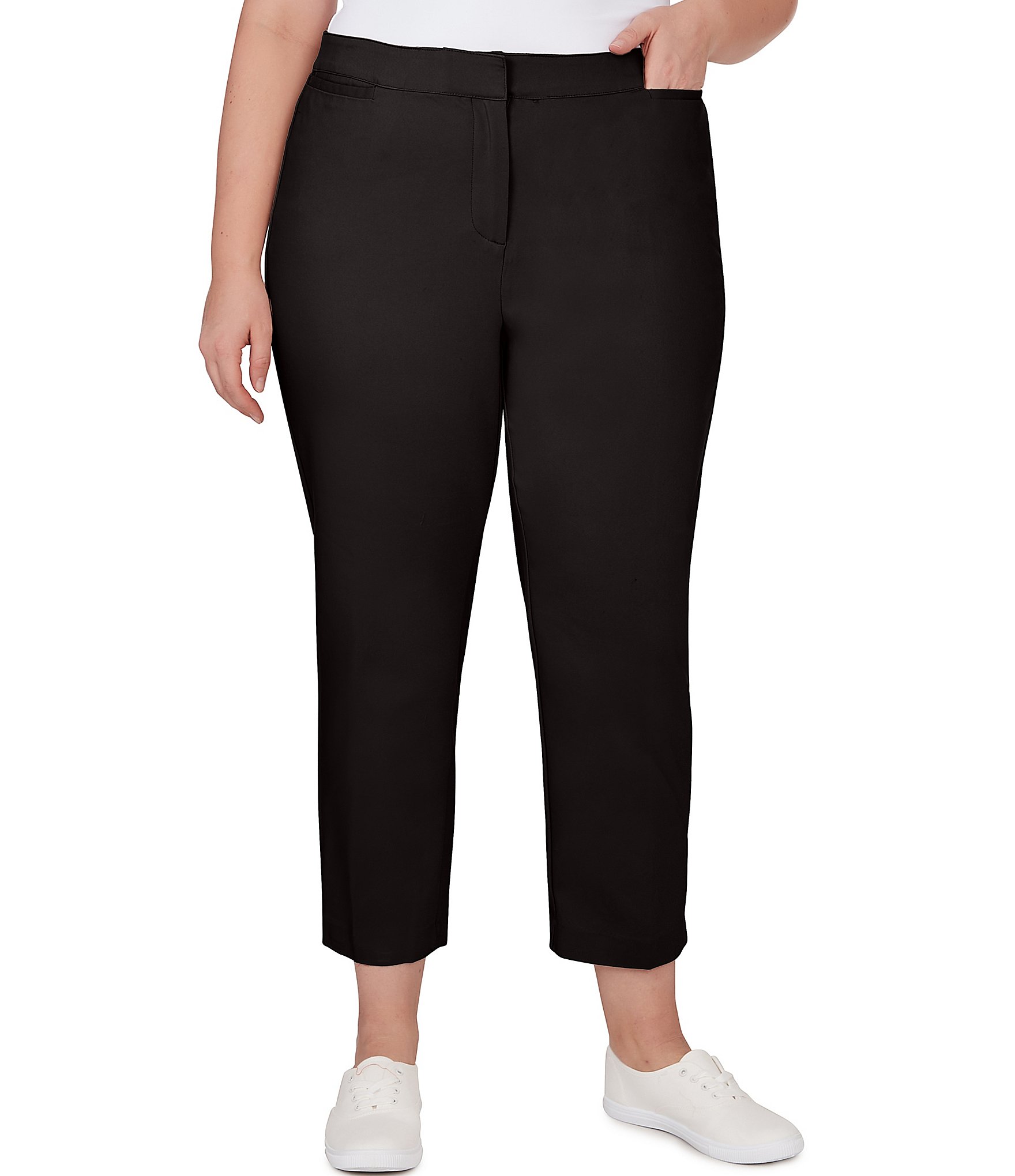 Ruby Rd. Plus Size Flat Front Double Face Stretch Ankle Pants | Dillard's