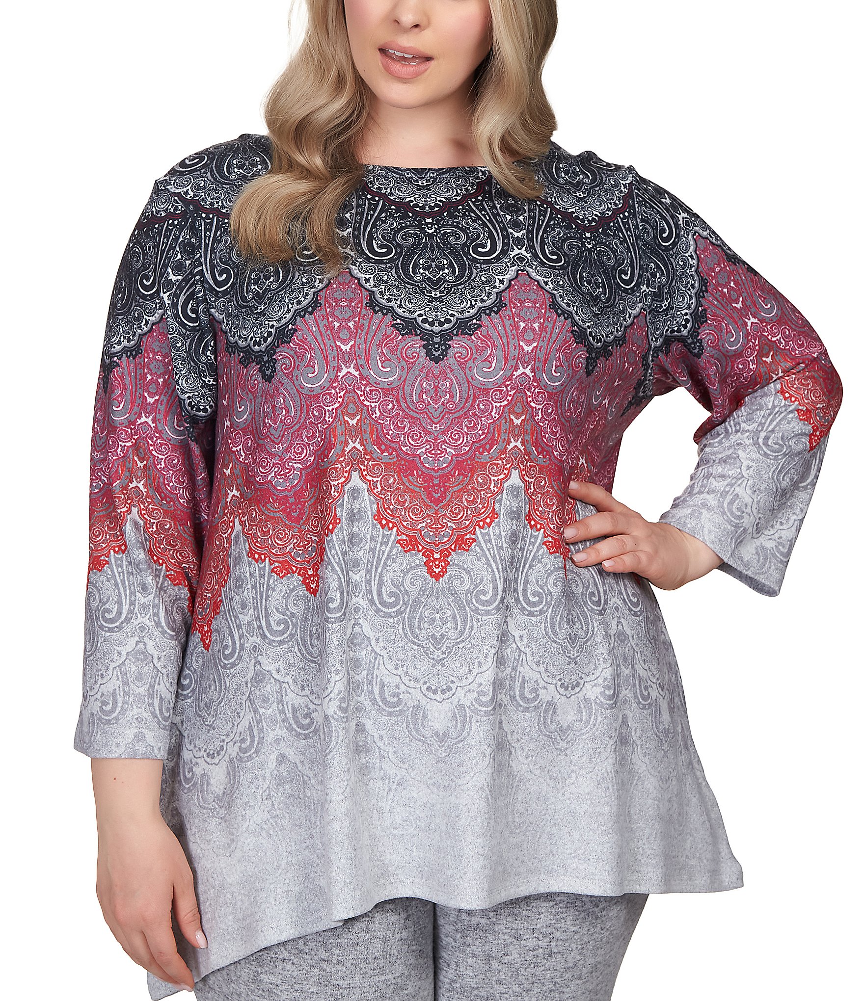 Torrid Gray Silver 3/4 Sleeve Top Size Lg Plus (0) (Plus) - 52% off