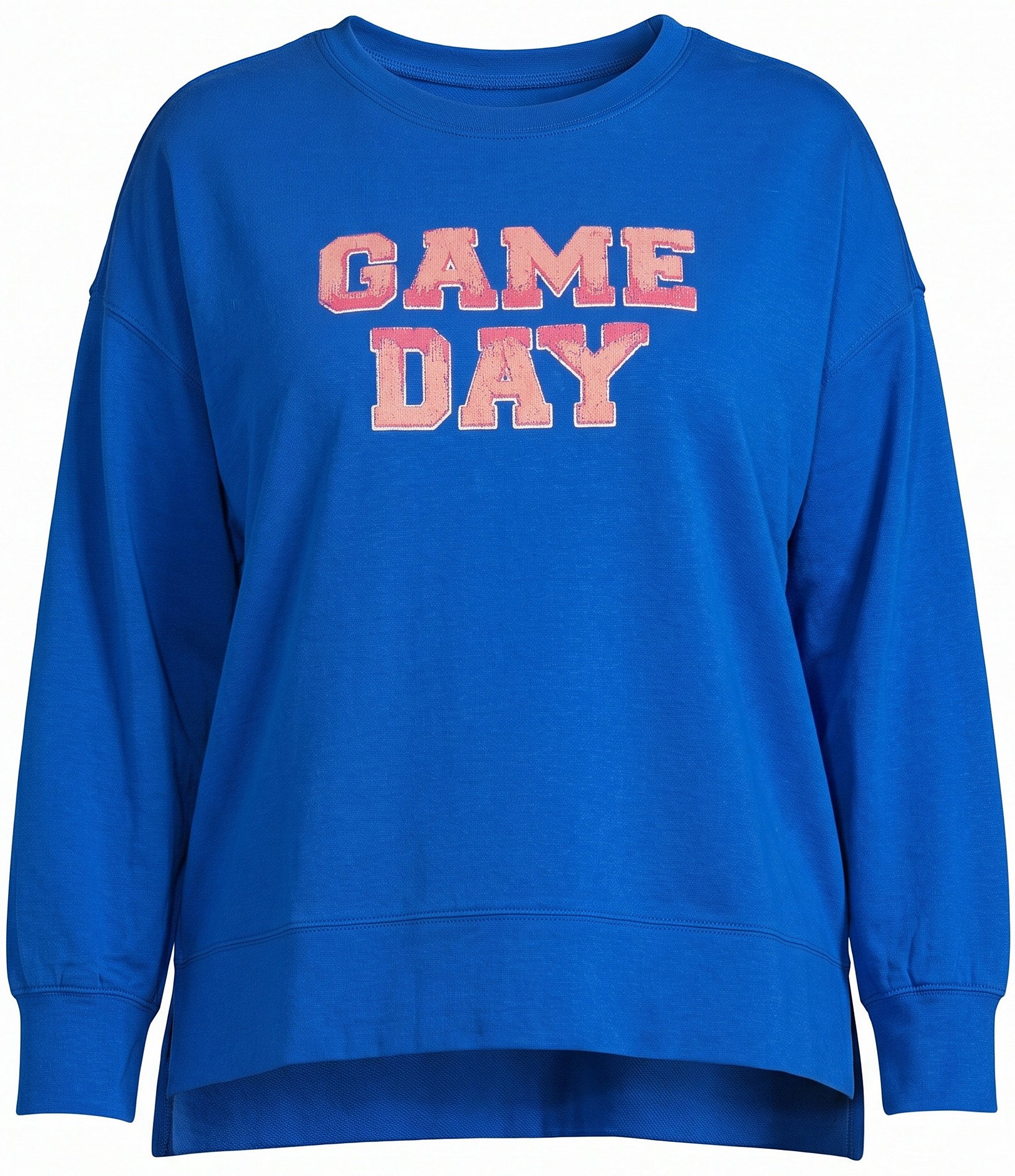 Ruby Rd. Plus Size French Terry Game Day Crew Neck Long Sleeve Top