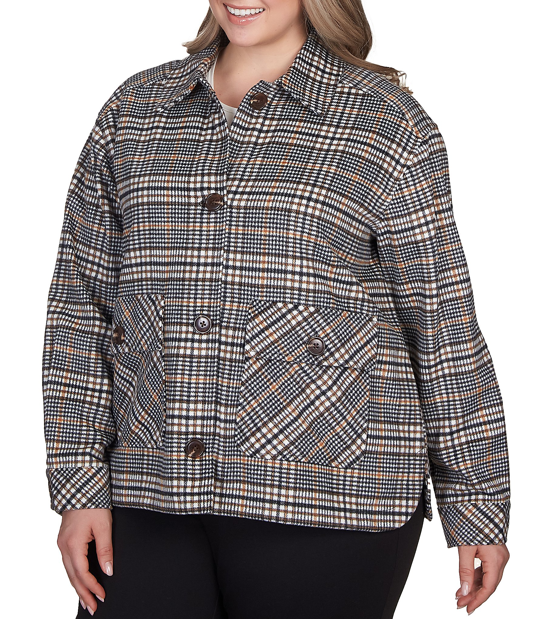 Ruby Rd. Plus Size Sequined Button Front Shirt Jacket, Dillard's