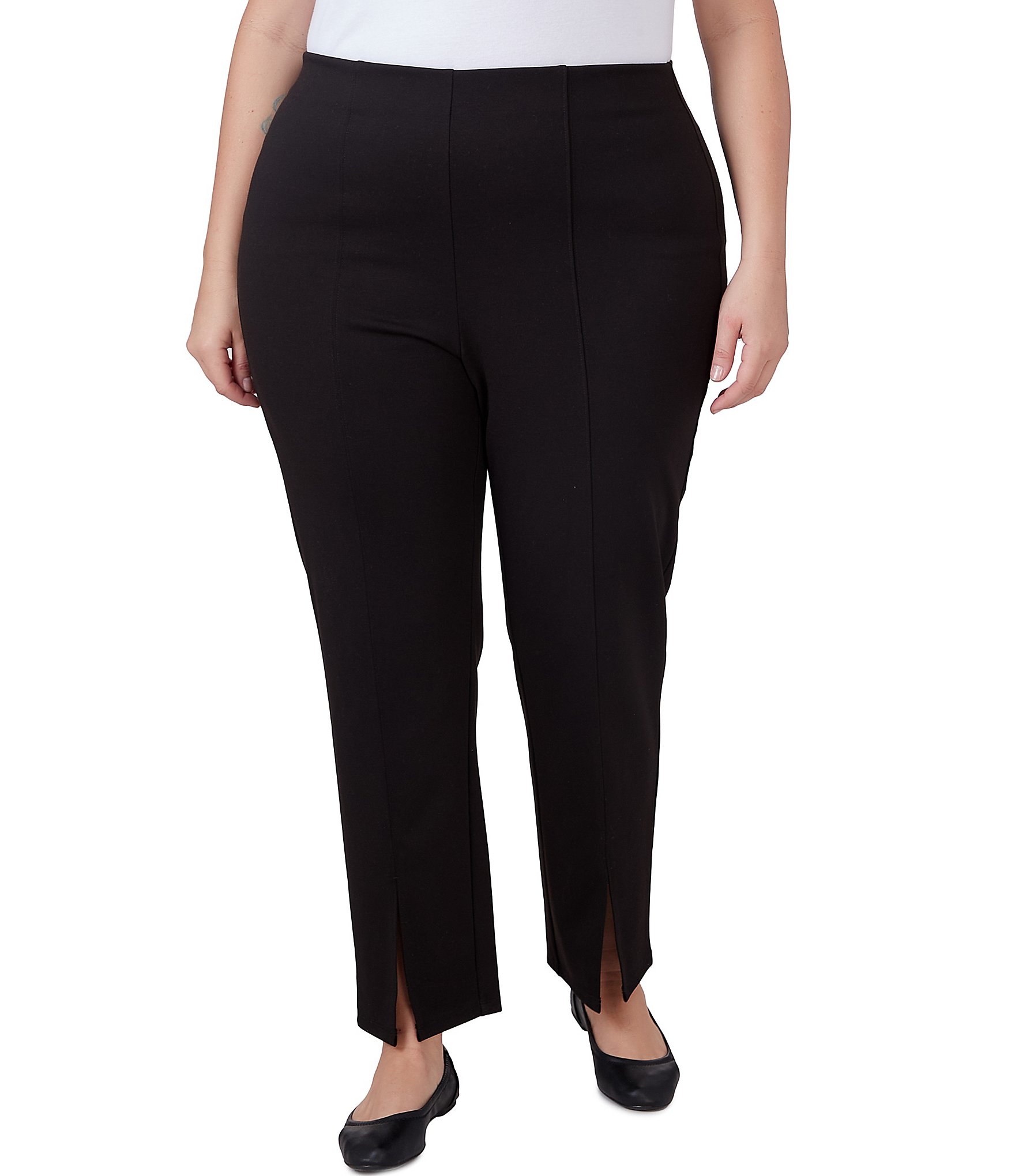 Ruby Rd. Plus Size Ponte Slit Front Hem Detail Pull-On Pants | Dillard's