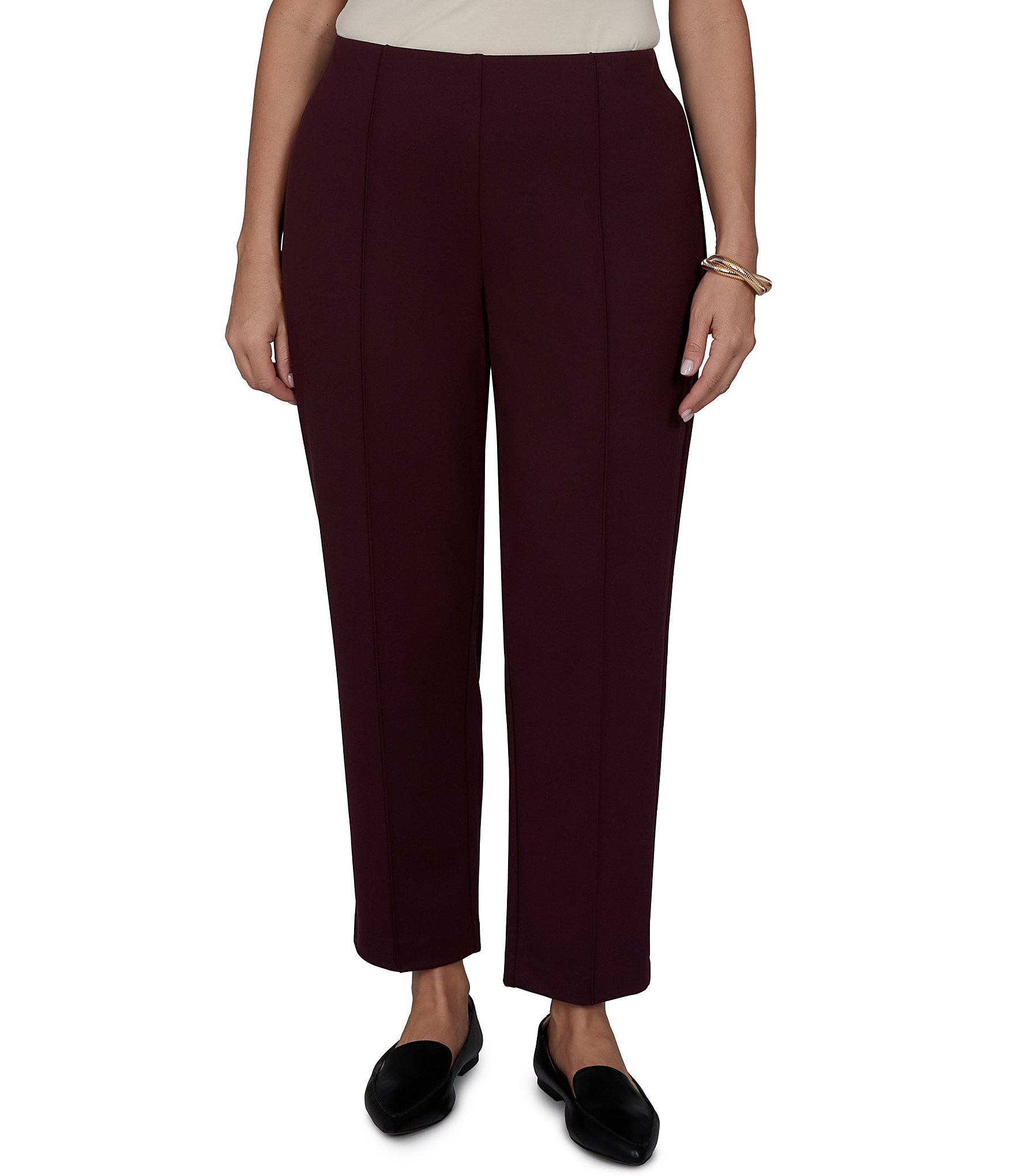 Ruby Rd. Plus Size Ponte Straight Leg Hollywood Waist Ankle Length Pull-On Pants