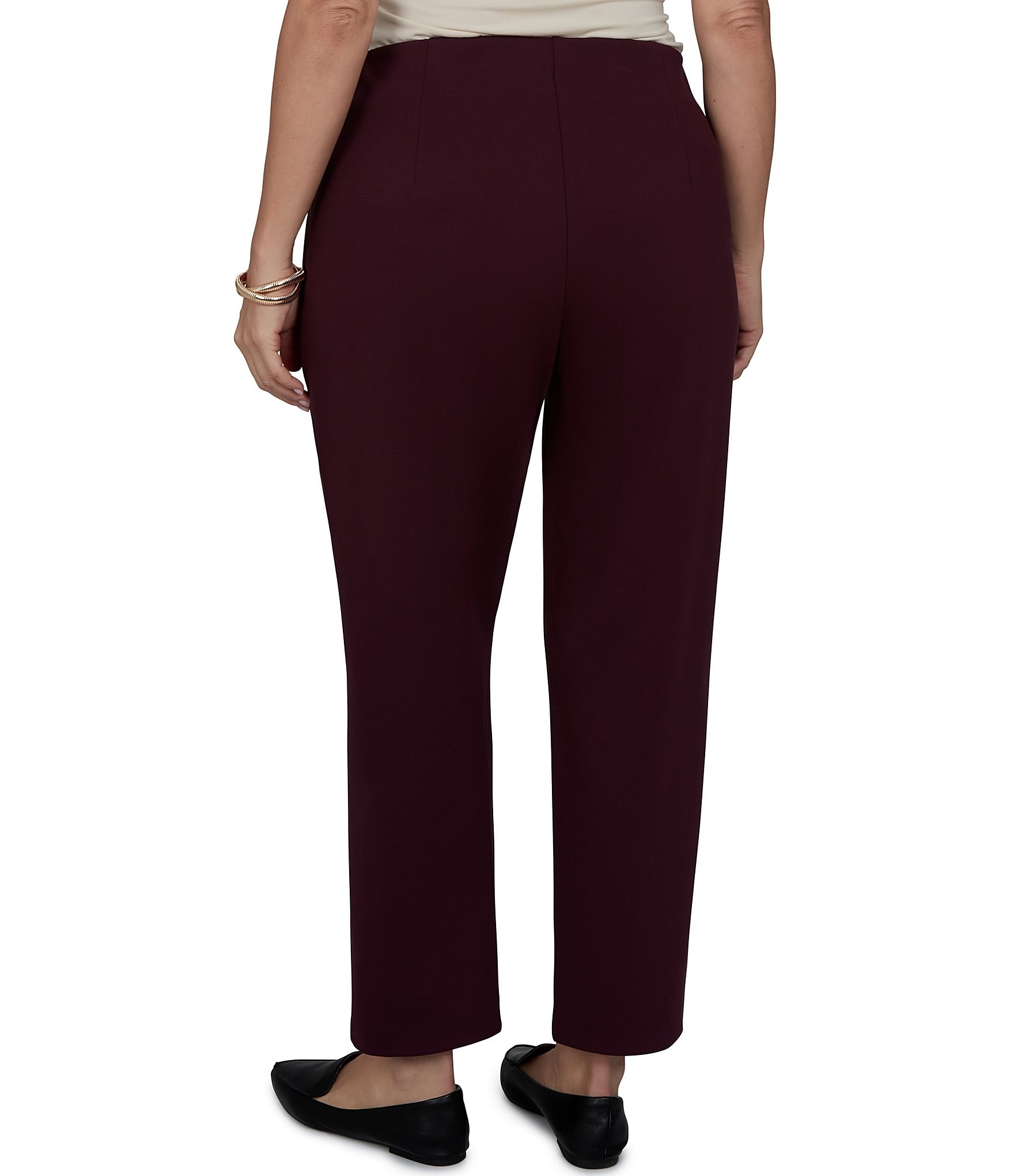 Ruby Rd. Plus Size Ponte Straight Leg Hollywood Waist Ankle Length Pull-On Pants