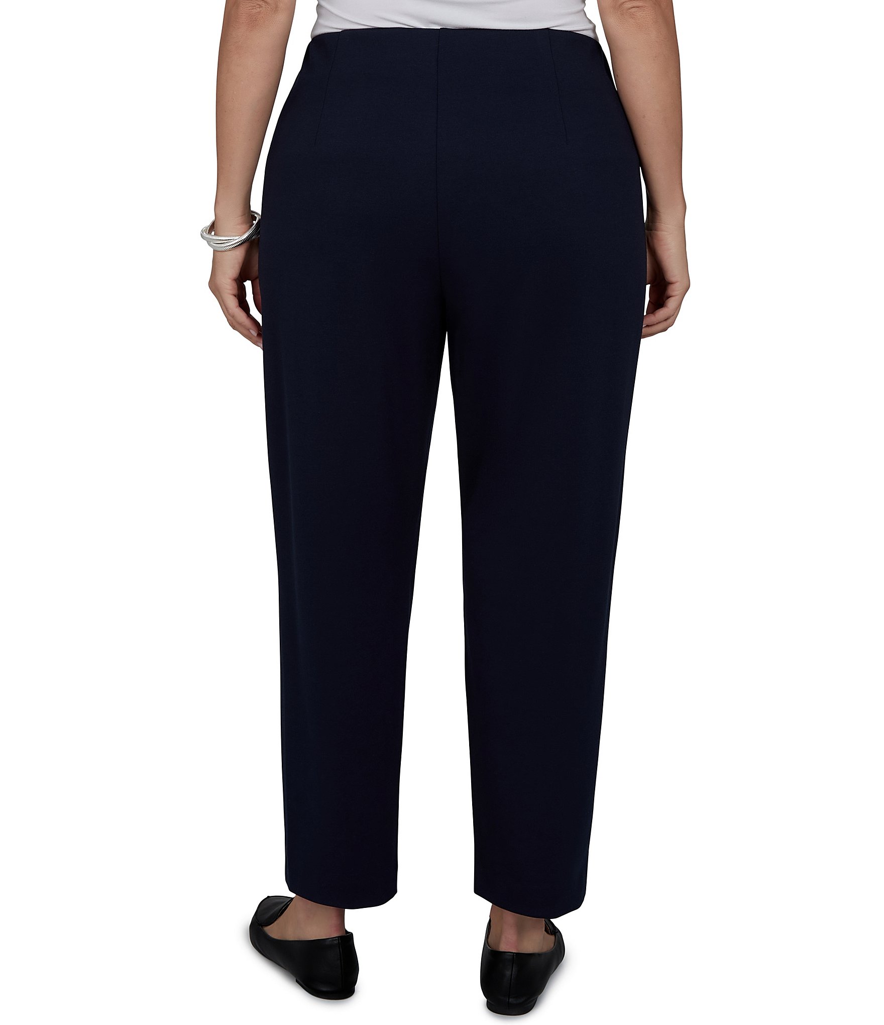 Ruby Rd. Plus Size Ponte Straight Leg Hollywood Waist Ankle Length Pull-On Pants
