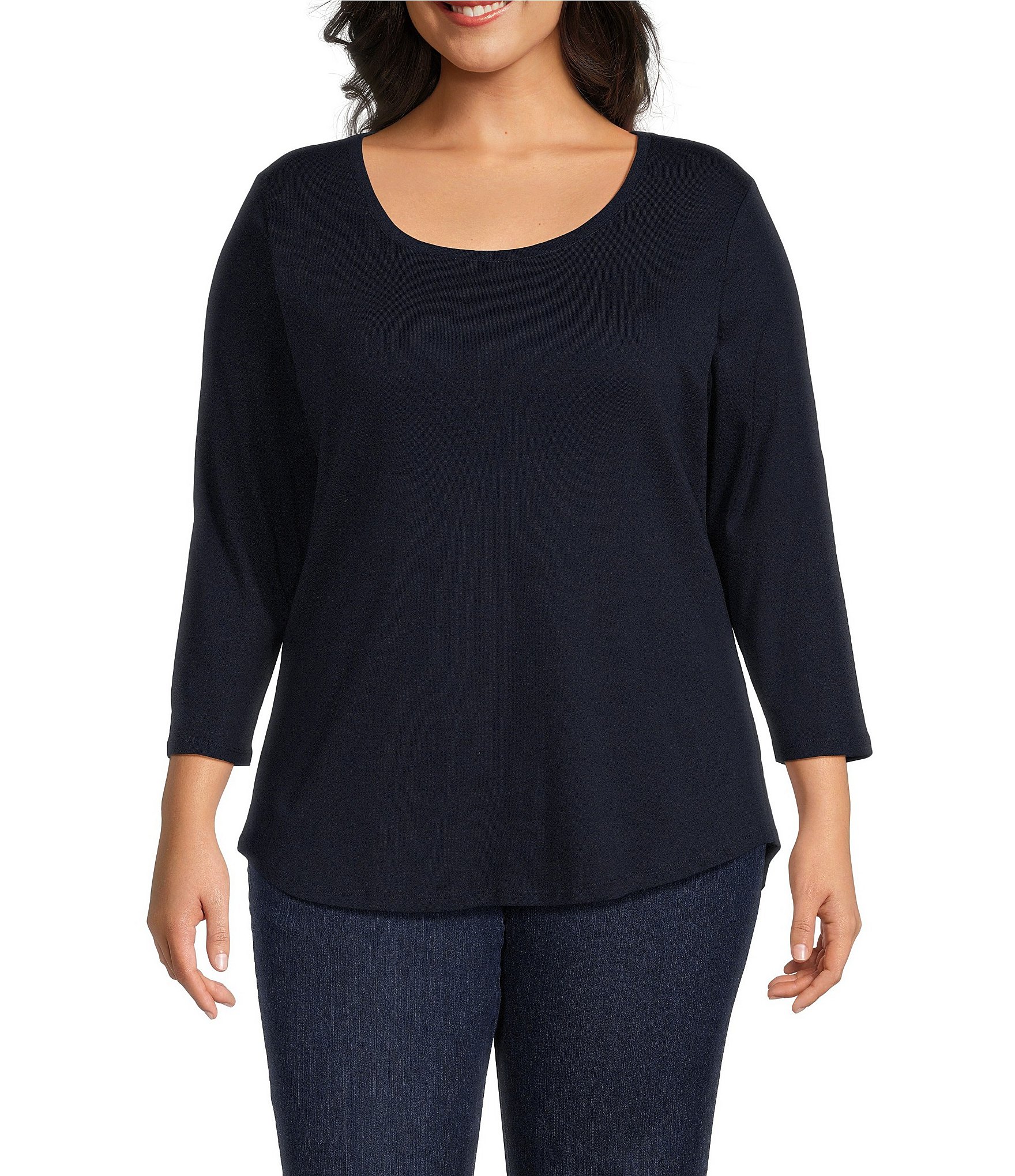 Ruby Rd. Plus Size Scoop Neck Solid Knit Top