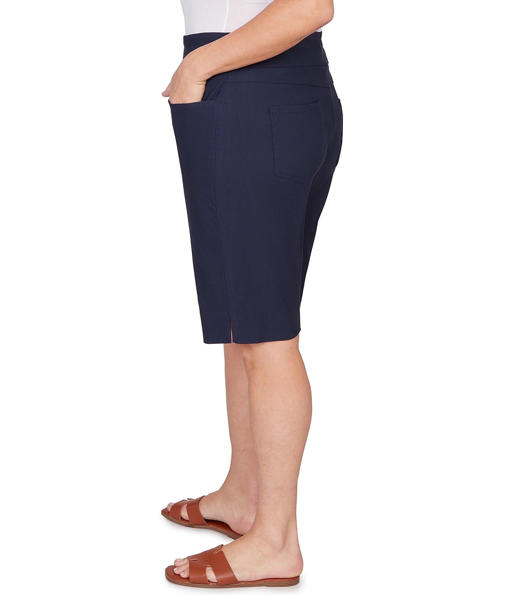 Ruby Rd. Plus Size Silky Tech Bermuda Pull-On Shorts
