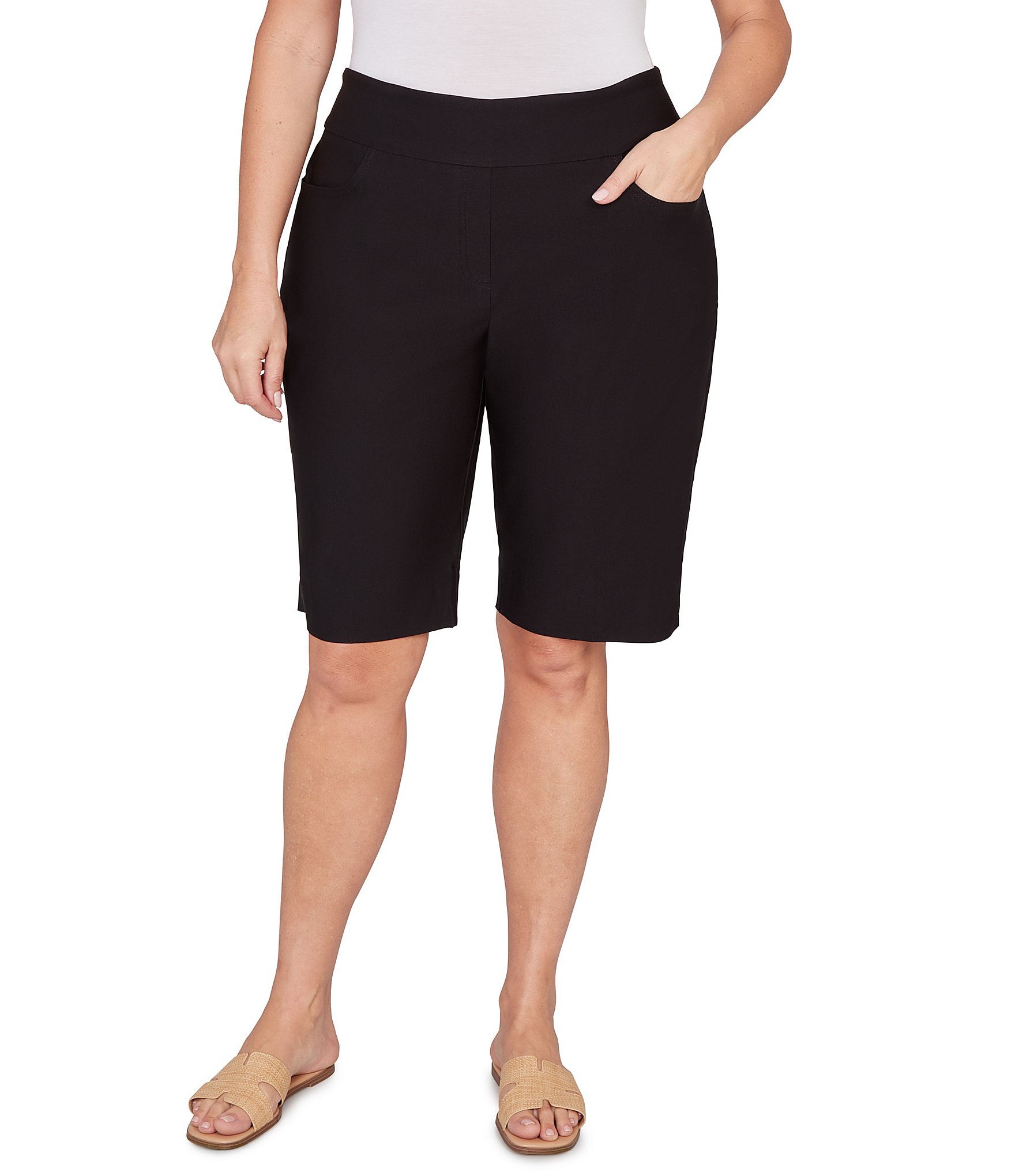 Ruby Rd. Plus Size Silky Tech Bermuda Pull-On Shorts