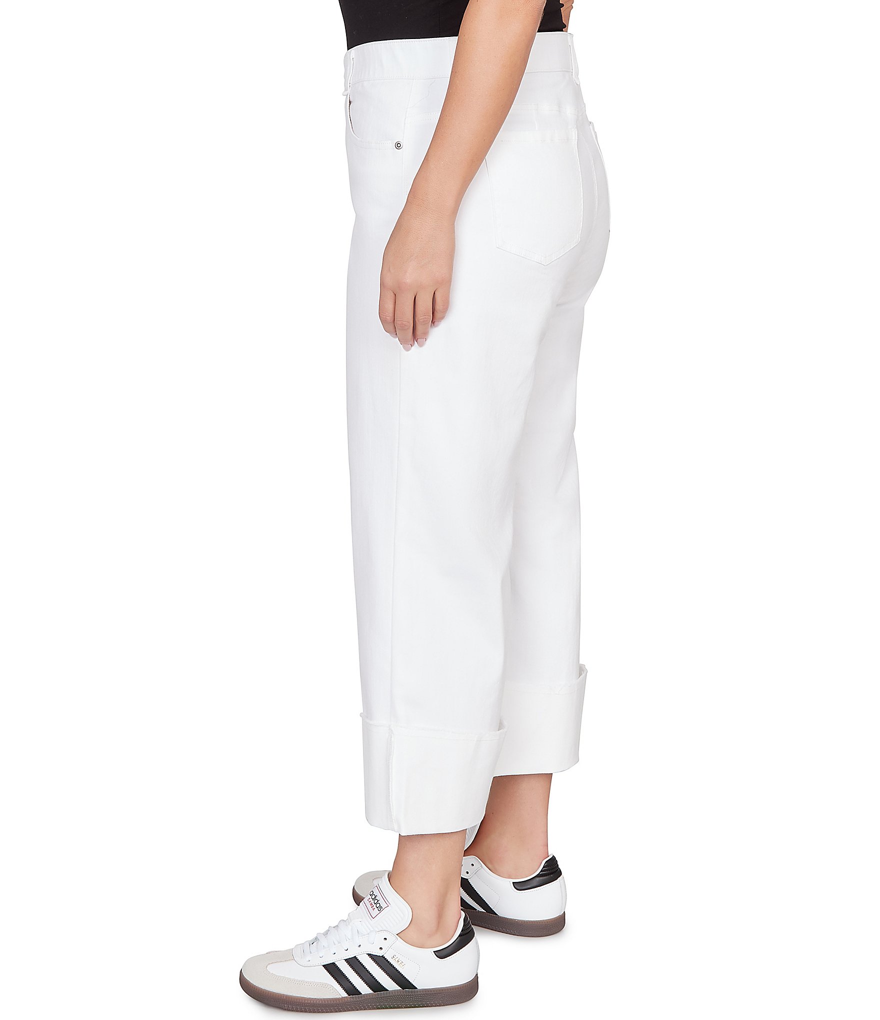 Ruby Rd. Plus Size Size Wide Leg Rolled Cuff Hem Jeans