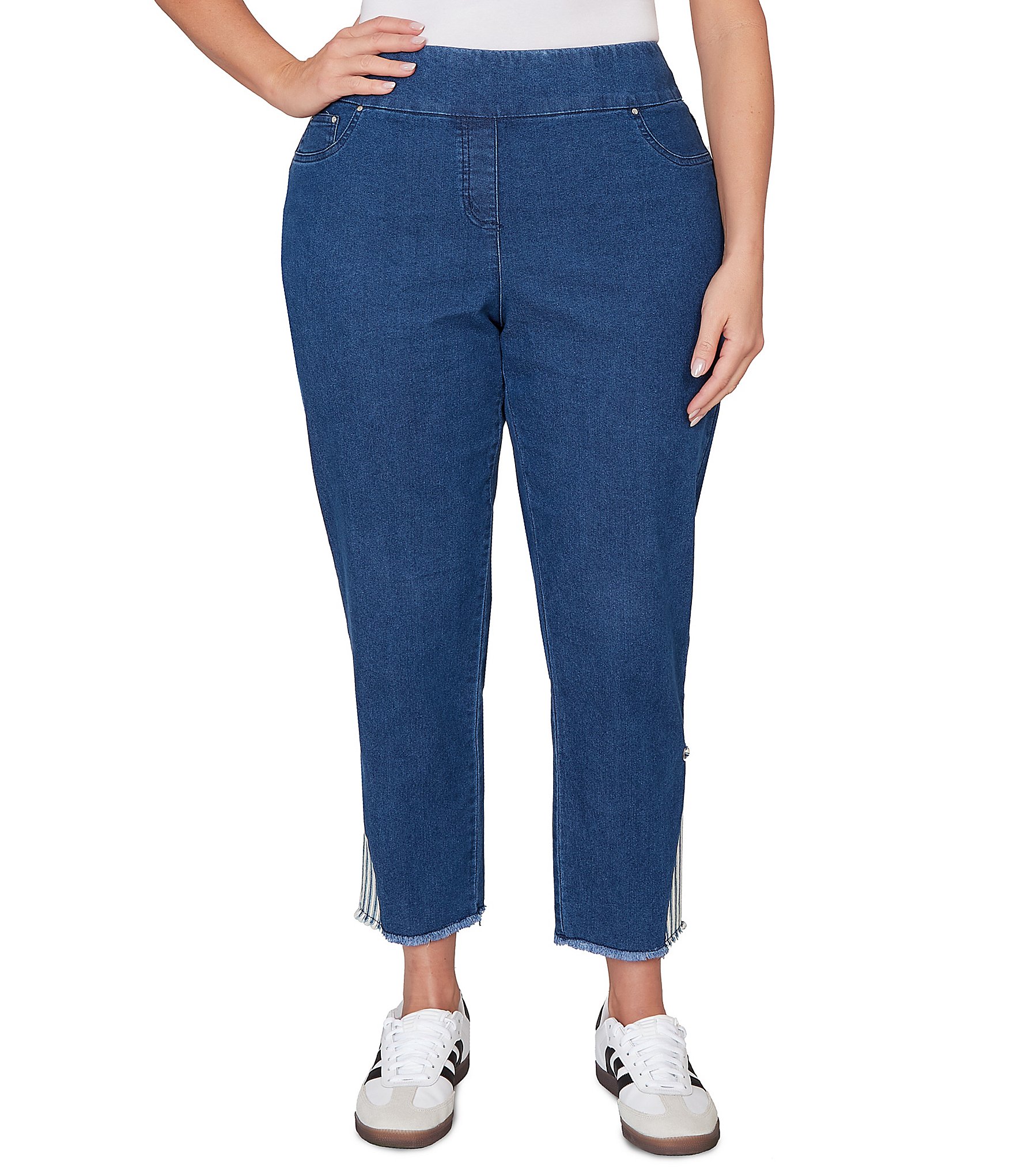 Ruby Rd. Plus Size Slim Leg Pull-On Ankle Jeans