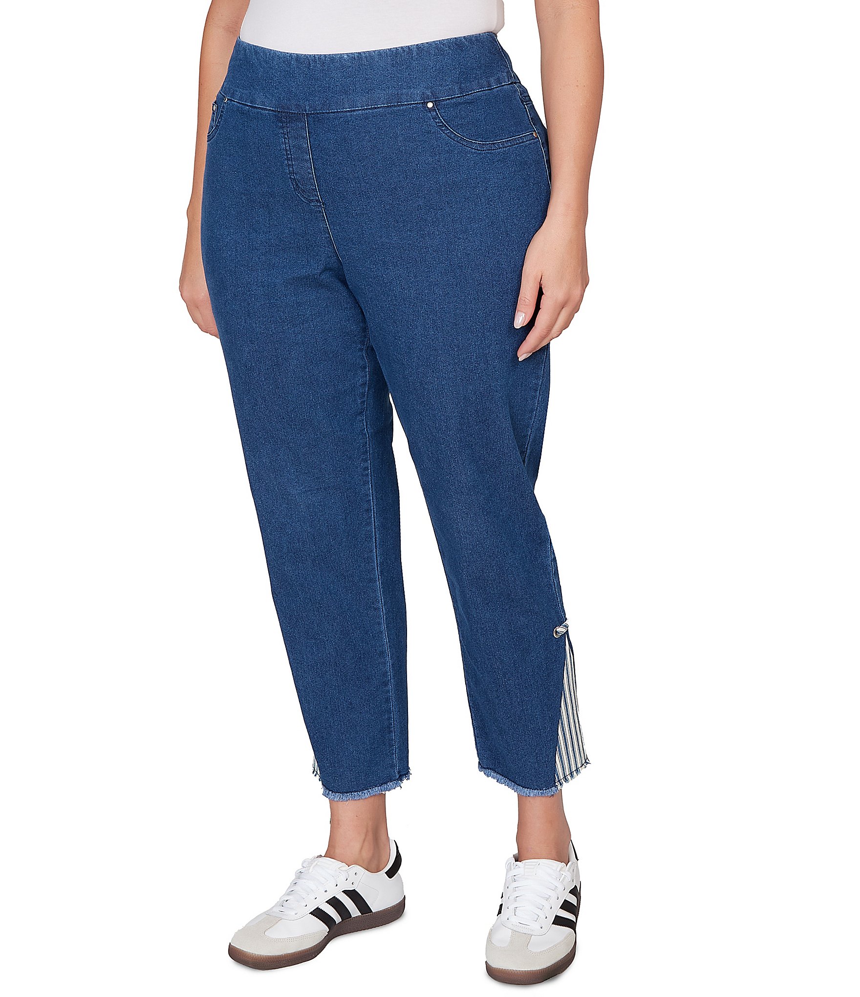 Ruby Rd. Plus Size Slim Leg Pull-On Ankle Jeans