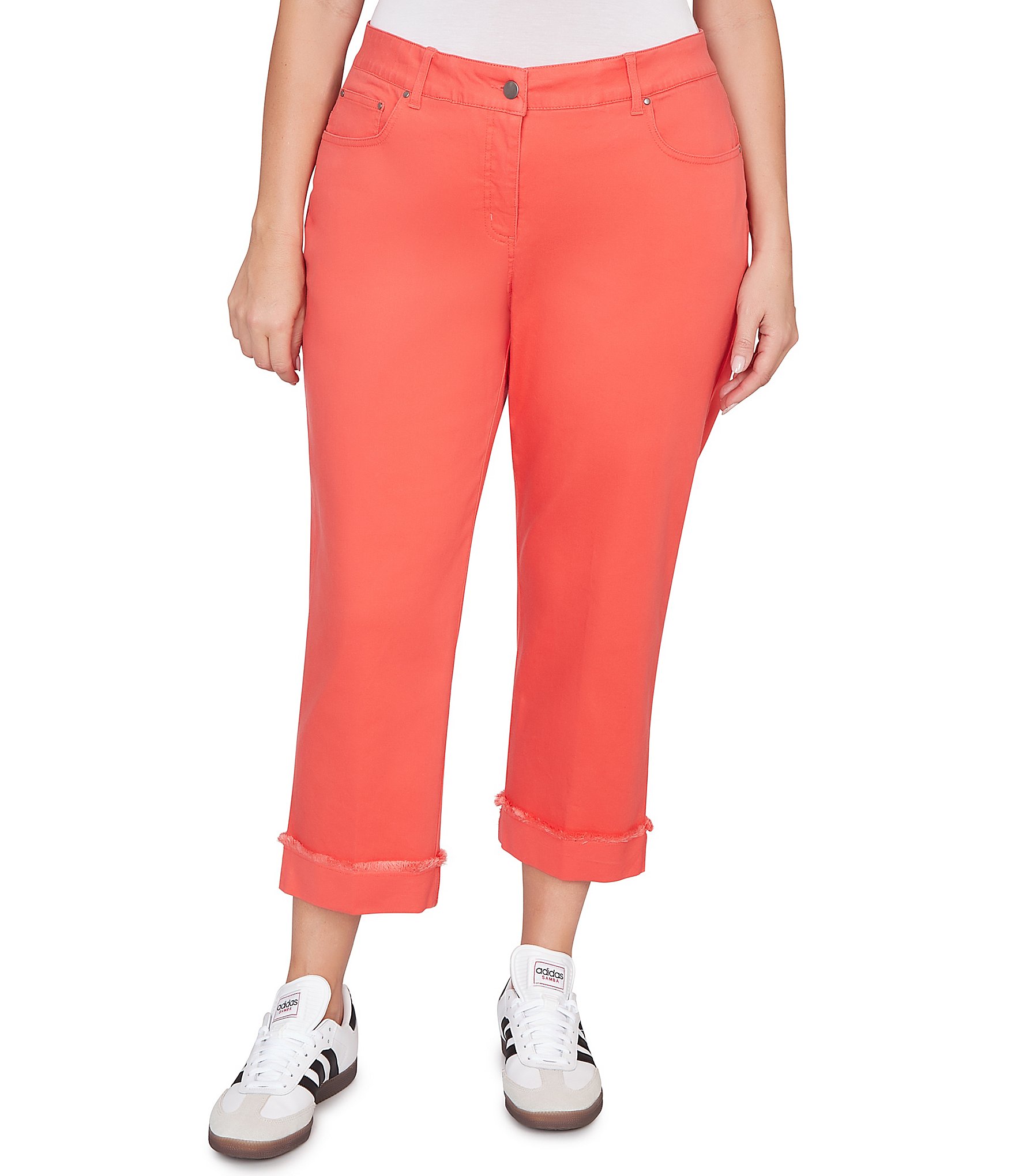 Ruby Rd. Plus Size Soft Stretch Twill Cuffed Hem Girlfriend Pants