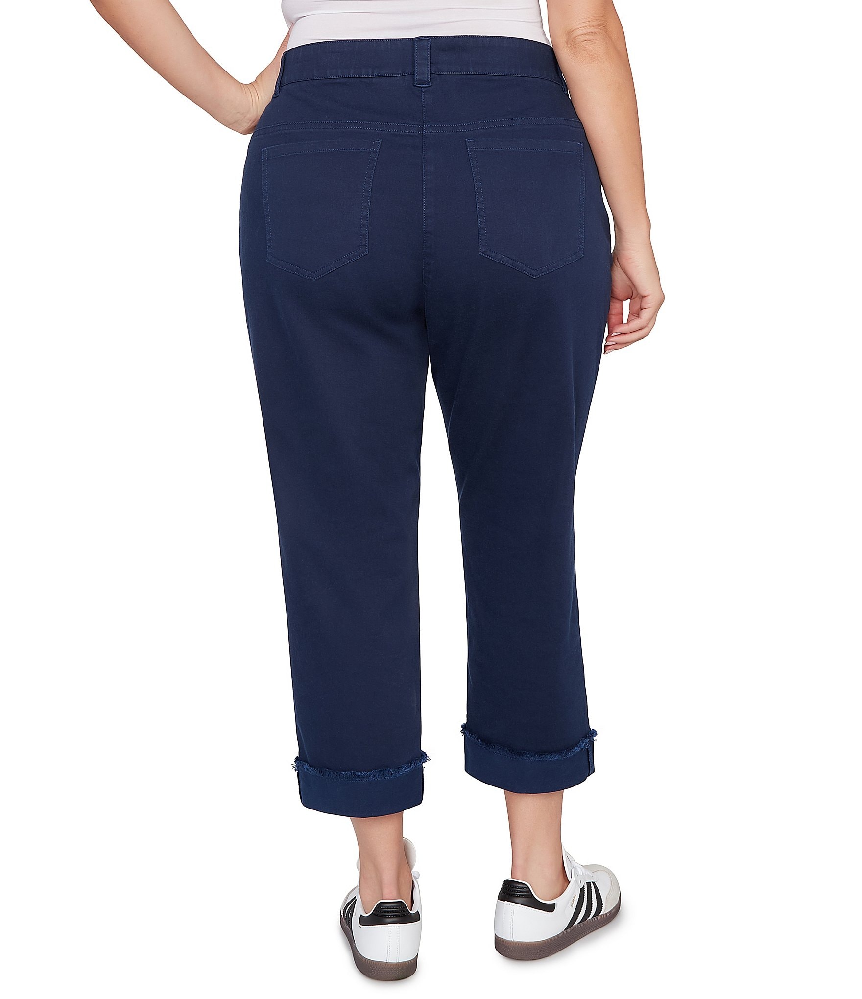 Ruby Rd. Plus Size Soft Stretch Twill Cuffed Hem Girlfriend Pants