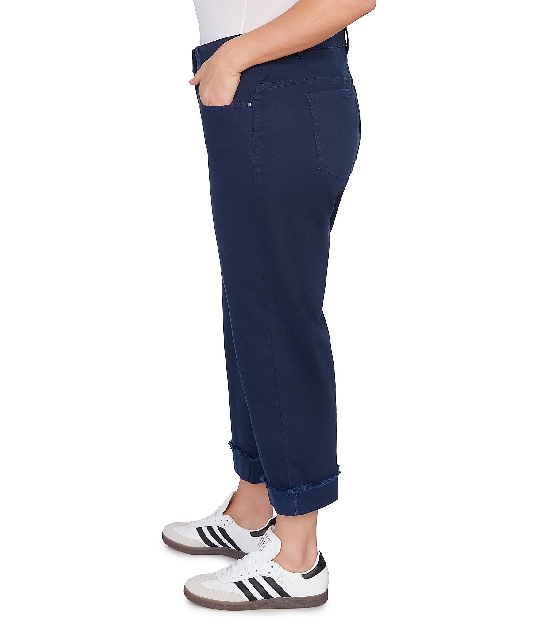 Ruby Rd. Plus Size Soft Stretch Twill Cuffed Hem Girlfriend Pants