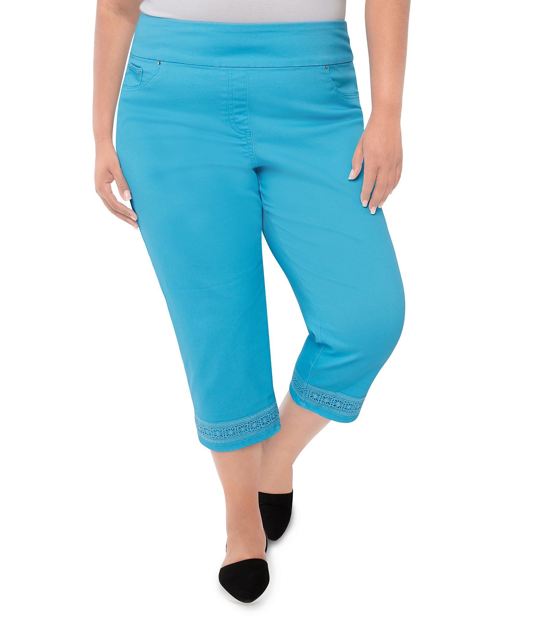 Allison Daley Tech Stretch Lace Hem Capri Pants | Dillard's