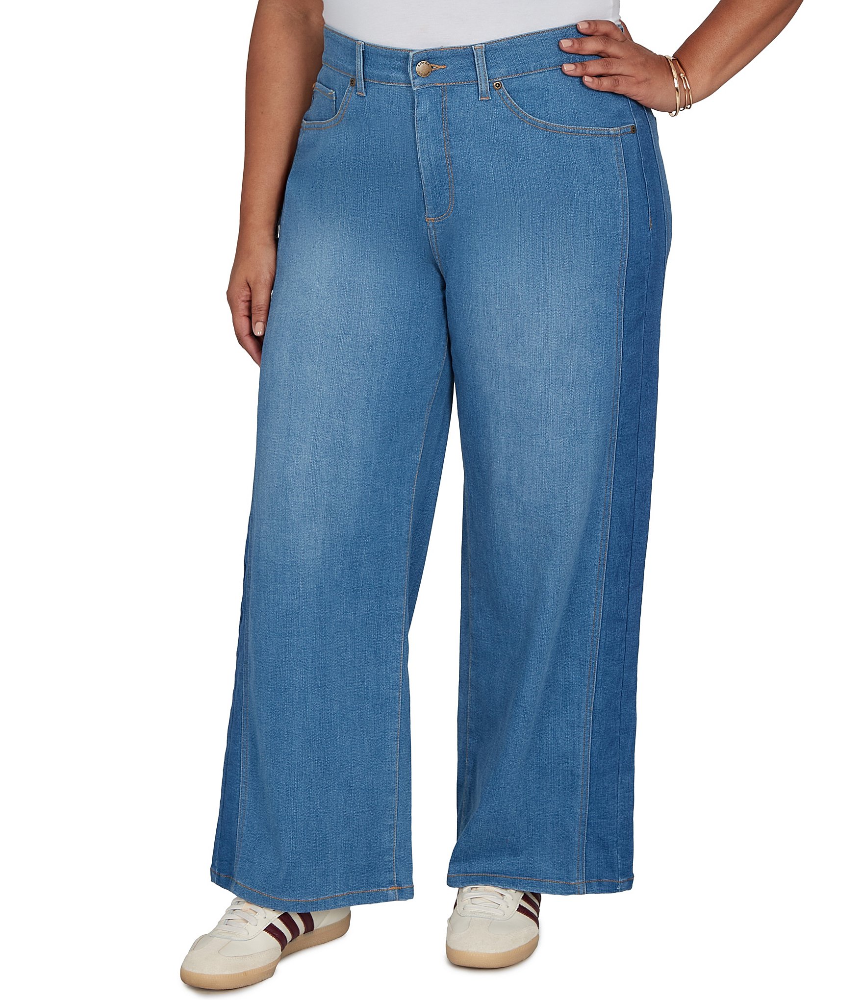 Ruby Rd. Plus Size Stretch Denim Wide Leg Jeans