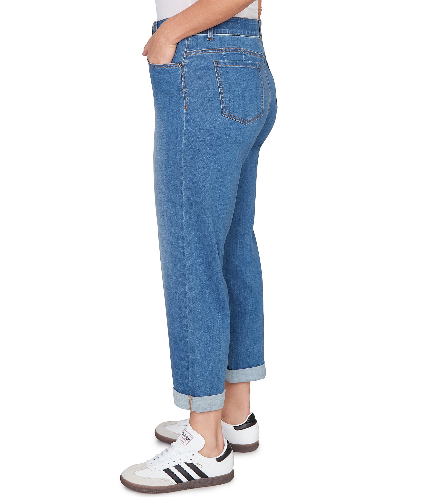 Ruby Rd. Plus Size Ultra-Soft Rolled Hem Girlfriend Jeans