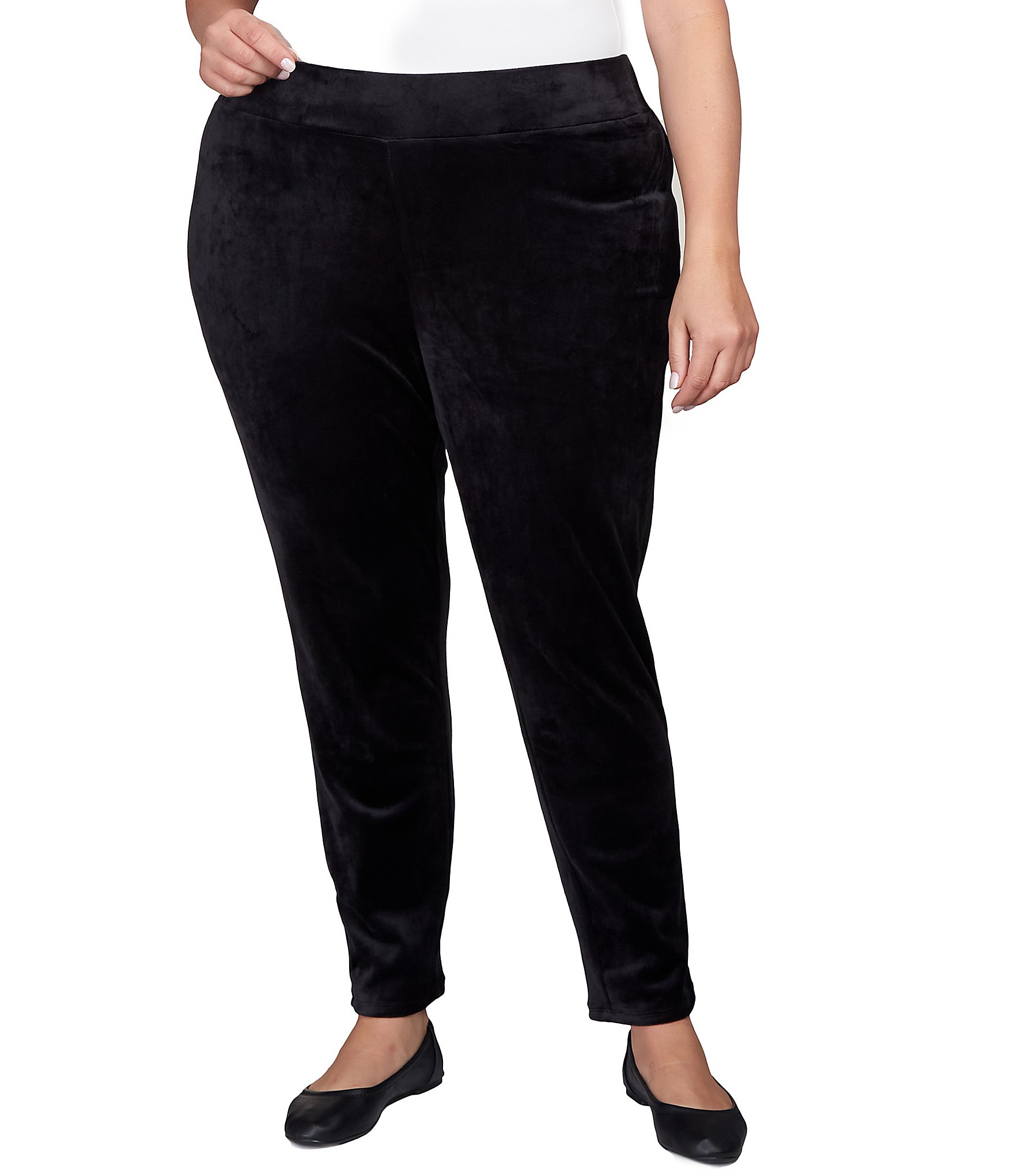Ruby Rd. Plus Size Velour Pull-On Wide Waistband Pants | Dillard's