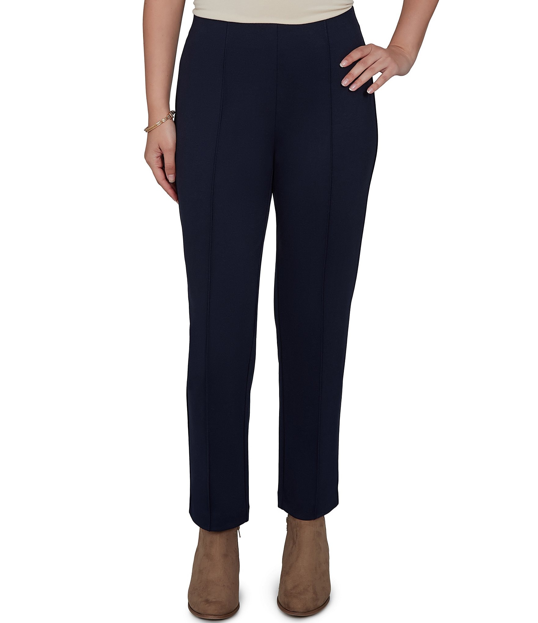 Ruby Rd. Ponte Straight Leg Hollywood Waist Ankle Length Pull-On Pants