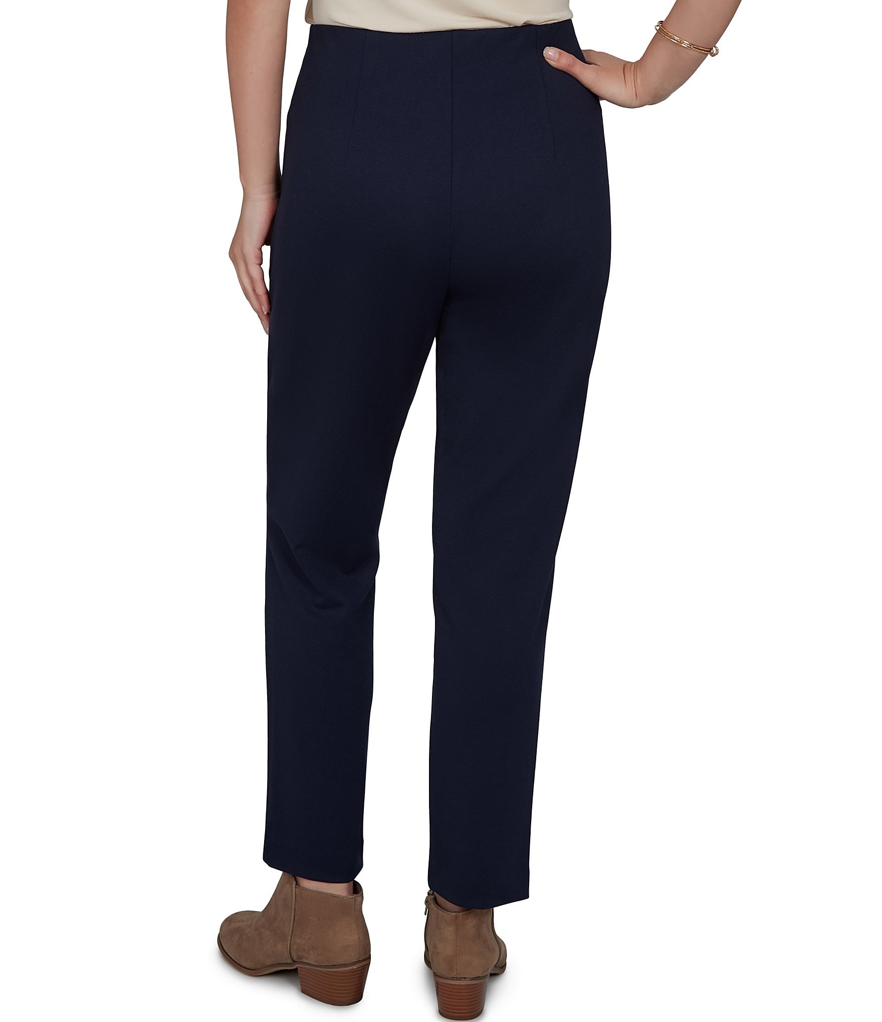 Ruby Rd. Ponte Straight Leg Hollywood Waist Ankle Length Pull-On Pants