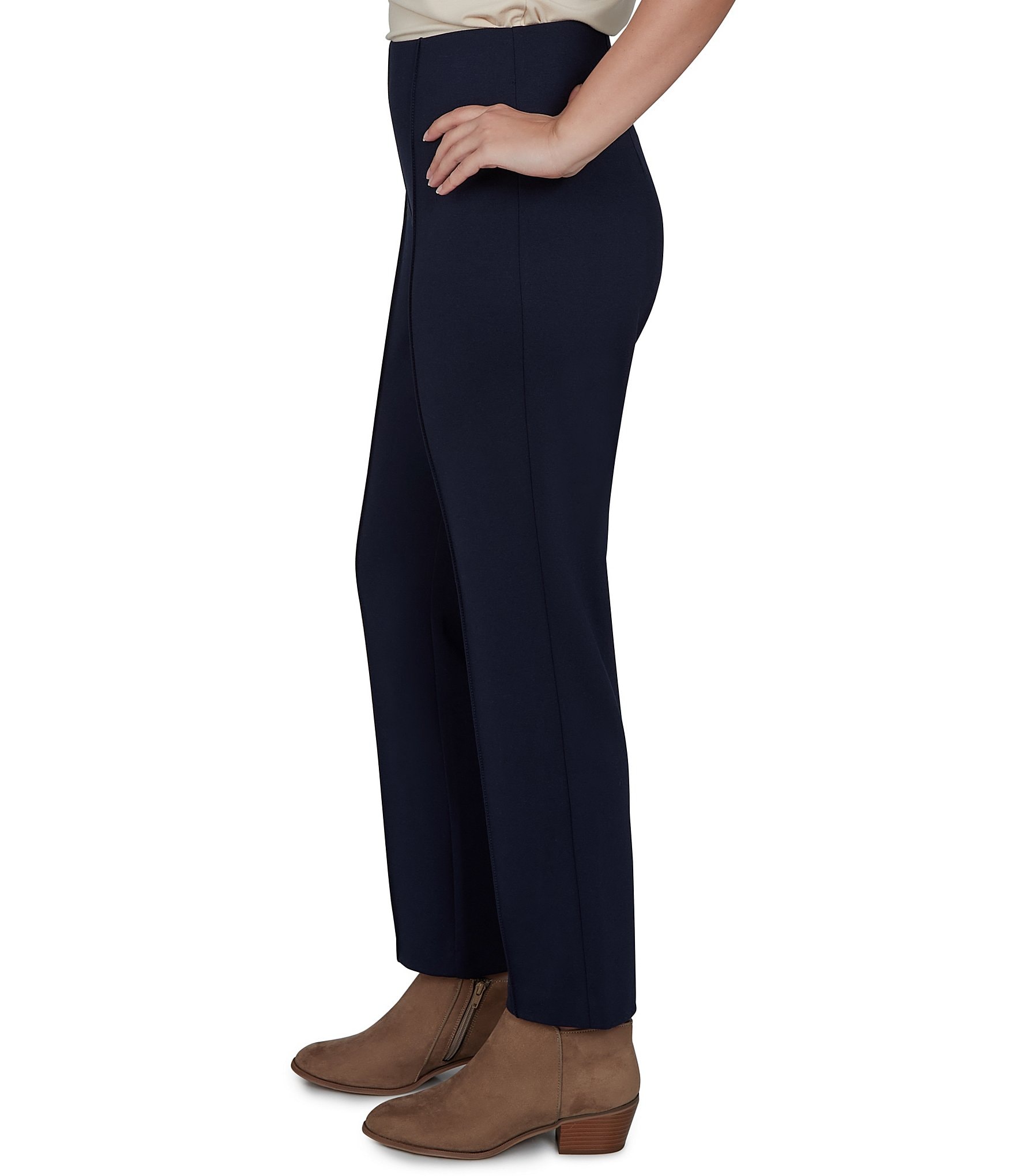 Ruby Rd. Ponte Straight Leg Hollywood Waist Ankle Length Pull-On Pants