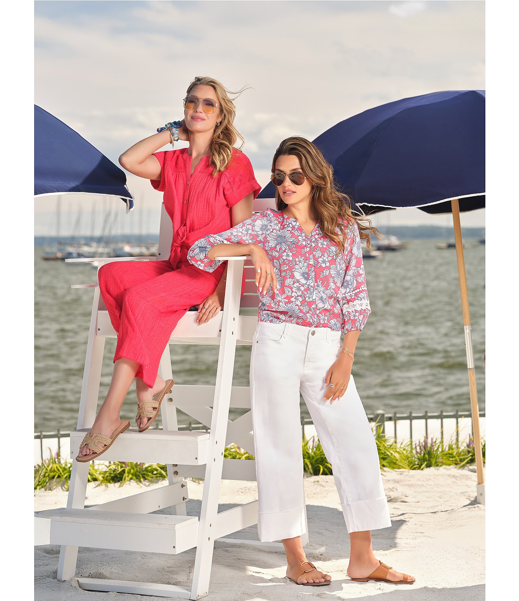Ruby Rd. Silky Gauze Woven Floral Split V-Neck 3/4 Lace Inset Sleeve Blouse