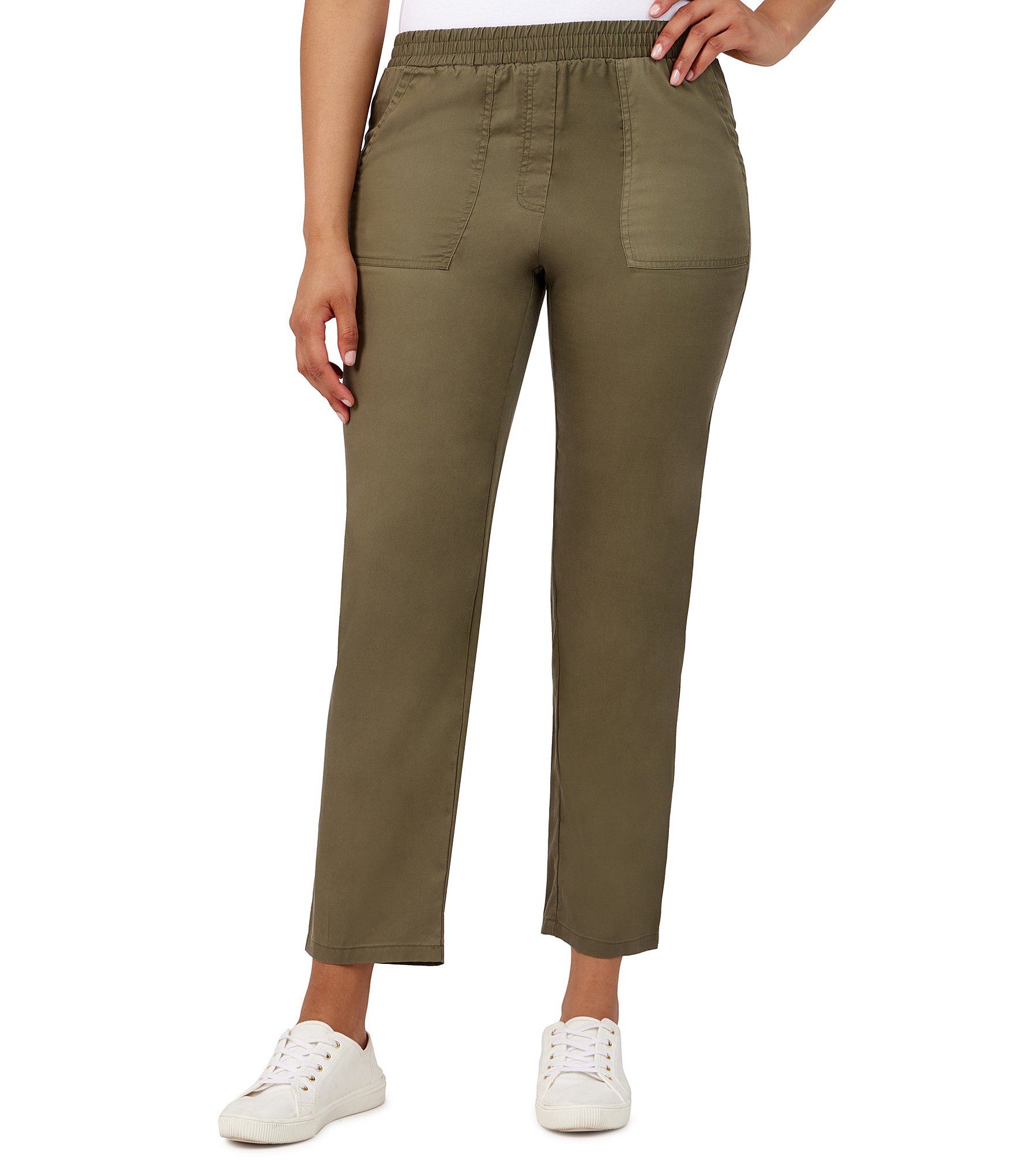 Ruby Rd. Straight Leg Pull-On Twill Ankle Pants | Dillard's