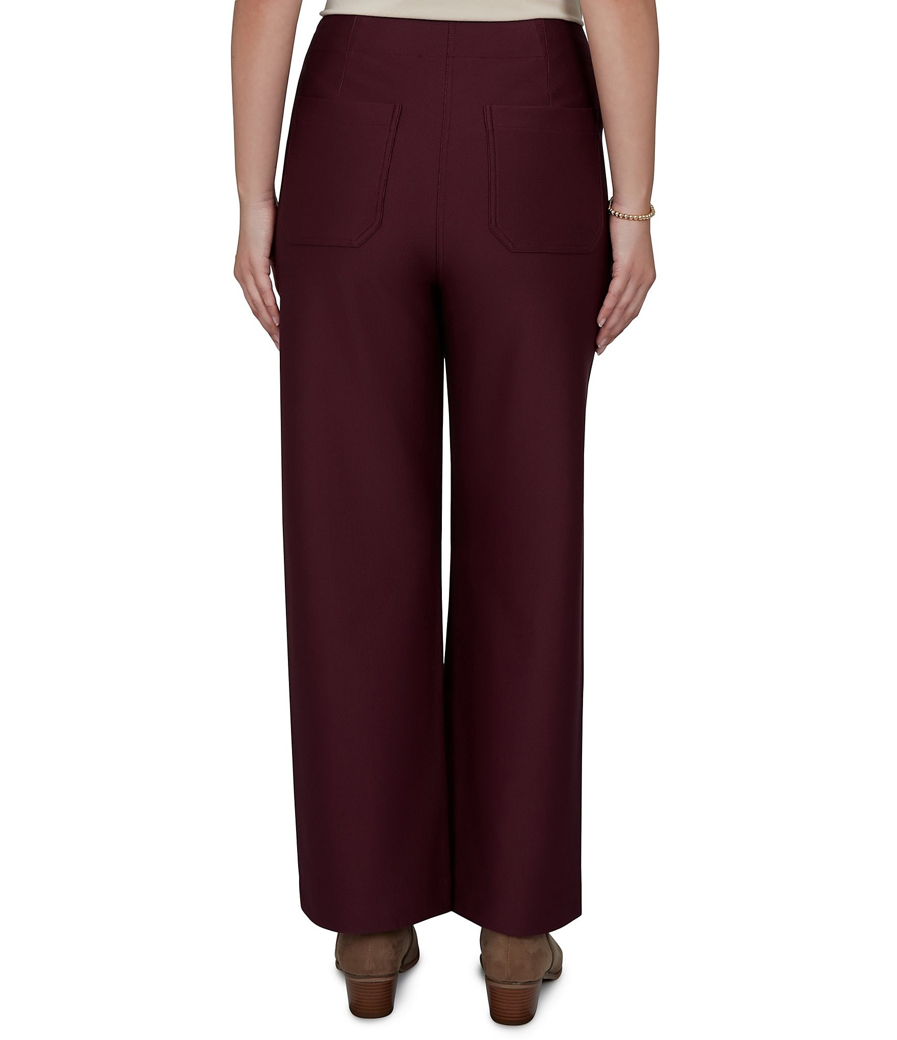 Ruby Rd. Textured Pique Knit Heat Set Patch Pocket Ankle Pants