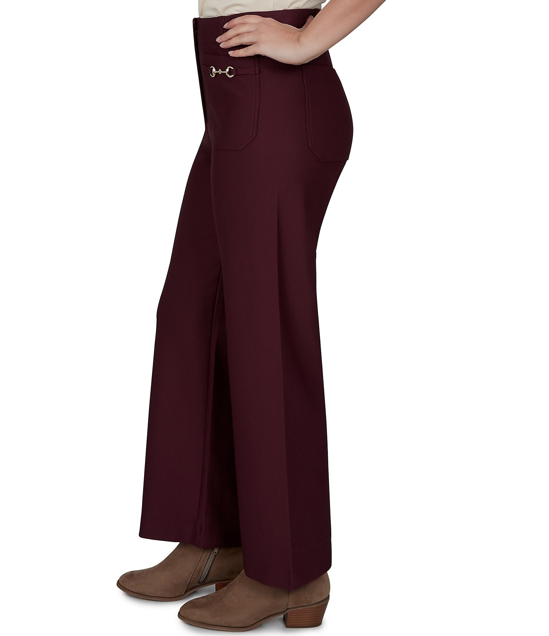 Ruby Rd. Textured Pique Knit Heat Set Patch Pocket Ankle Pants
