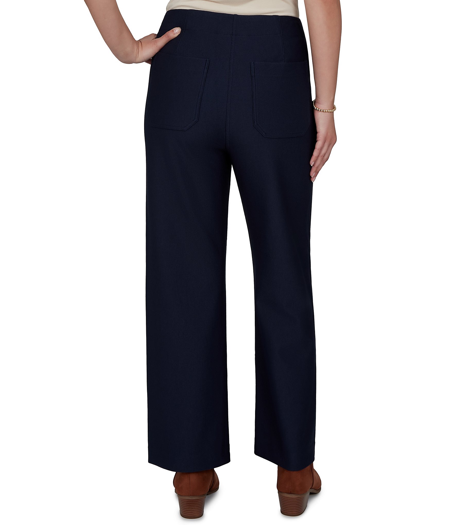 Ruby Rd. Textured Pique Knit Heat Set Patch Pocket Ankle Pants