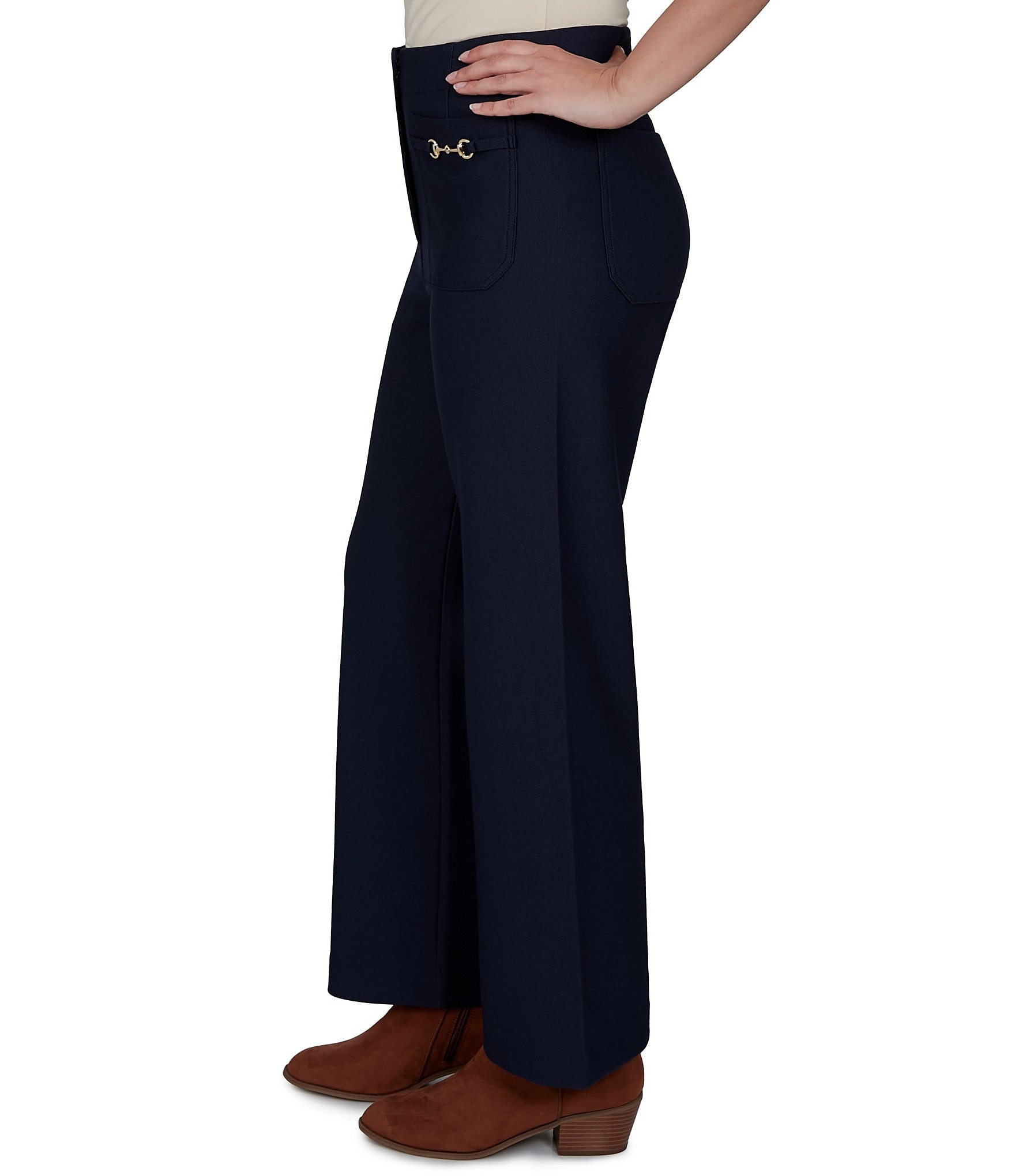 Ruby Rd. Textured Pique Knit Heat Set Patch Pocket Ankle Pants