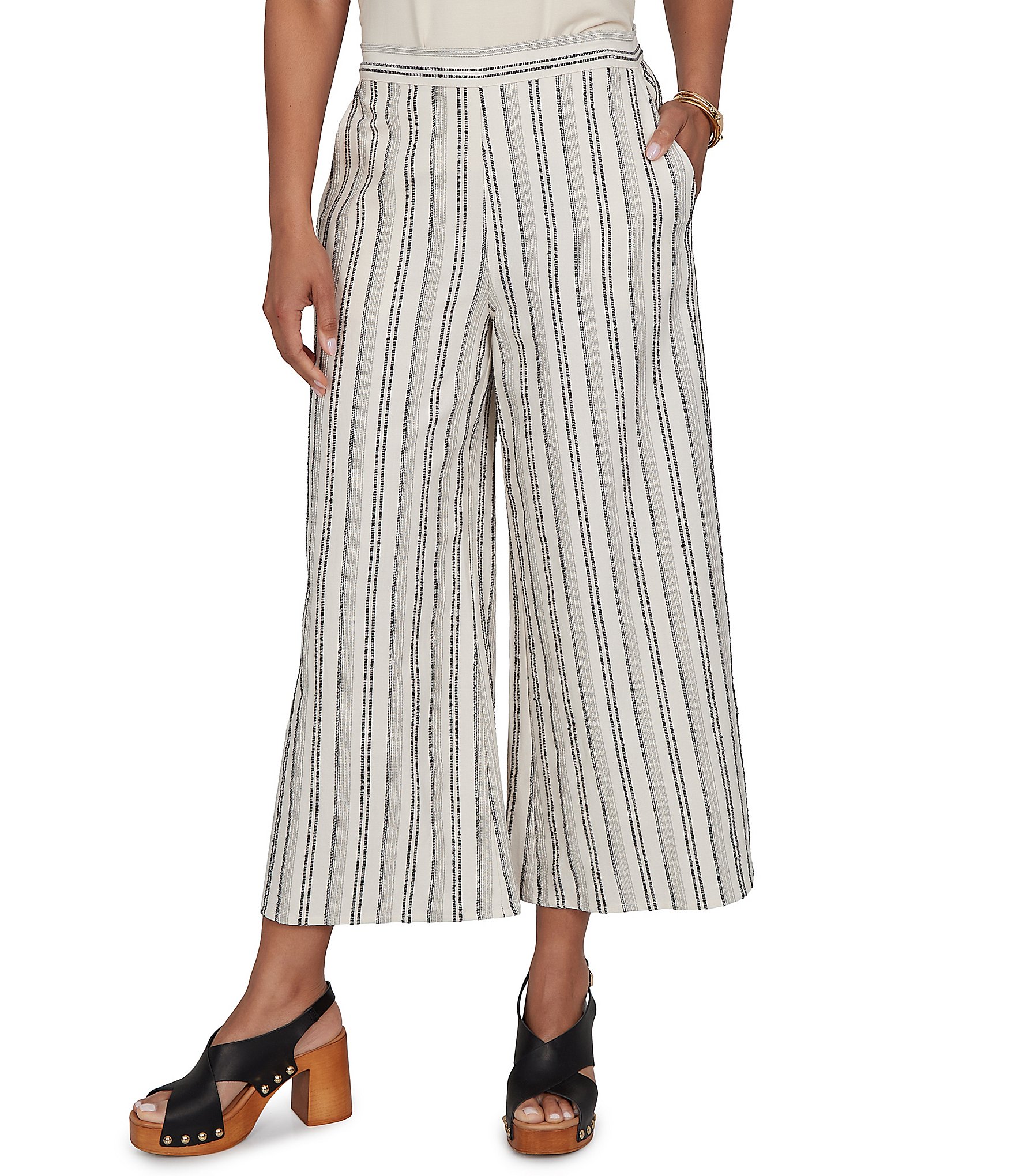 Ruby Rd. Textured Stripe Pull-On Crop Coordinating Pant