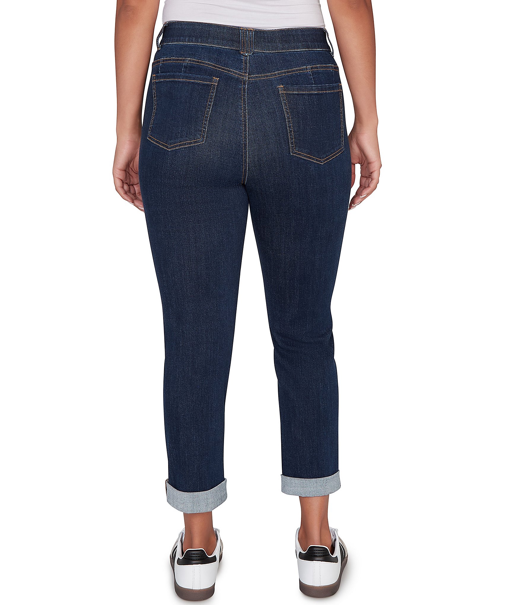 Ruby Rd. Ultra-Soft Rolled Hem Girlfriend Jeans