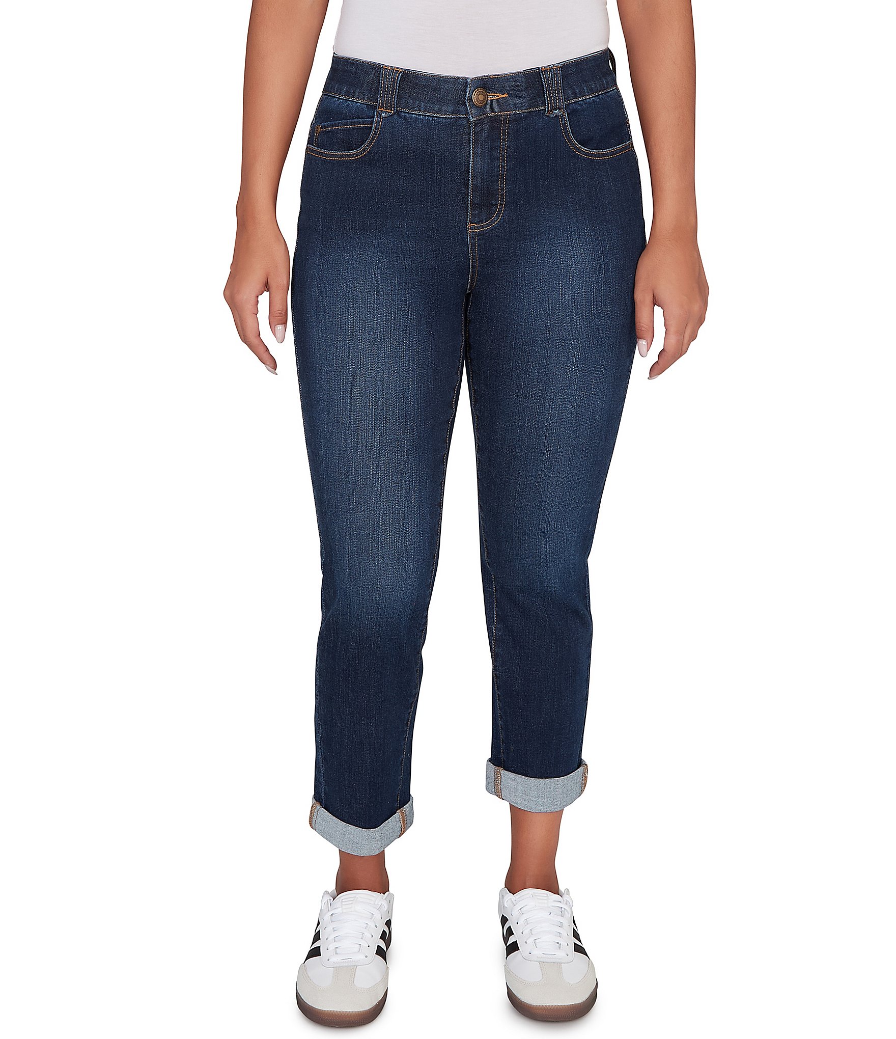 Ruby Rd. Ultra-Soft Rolled Hem Girlfriend Jeans