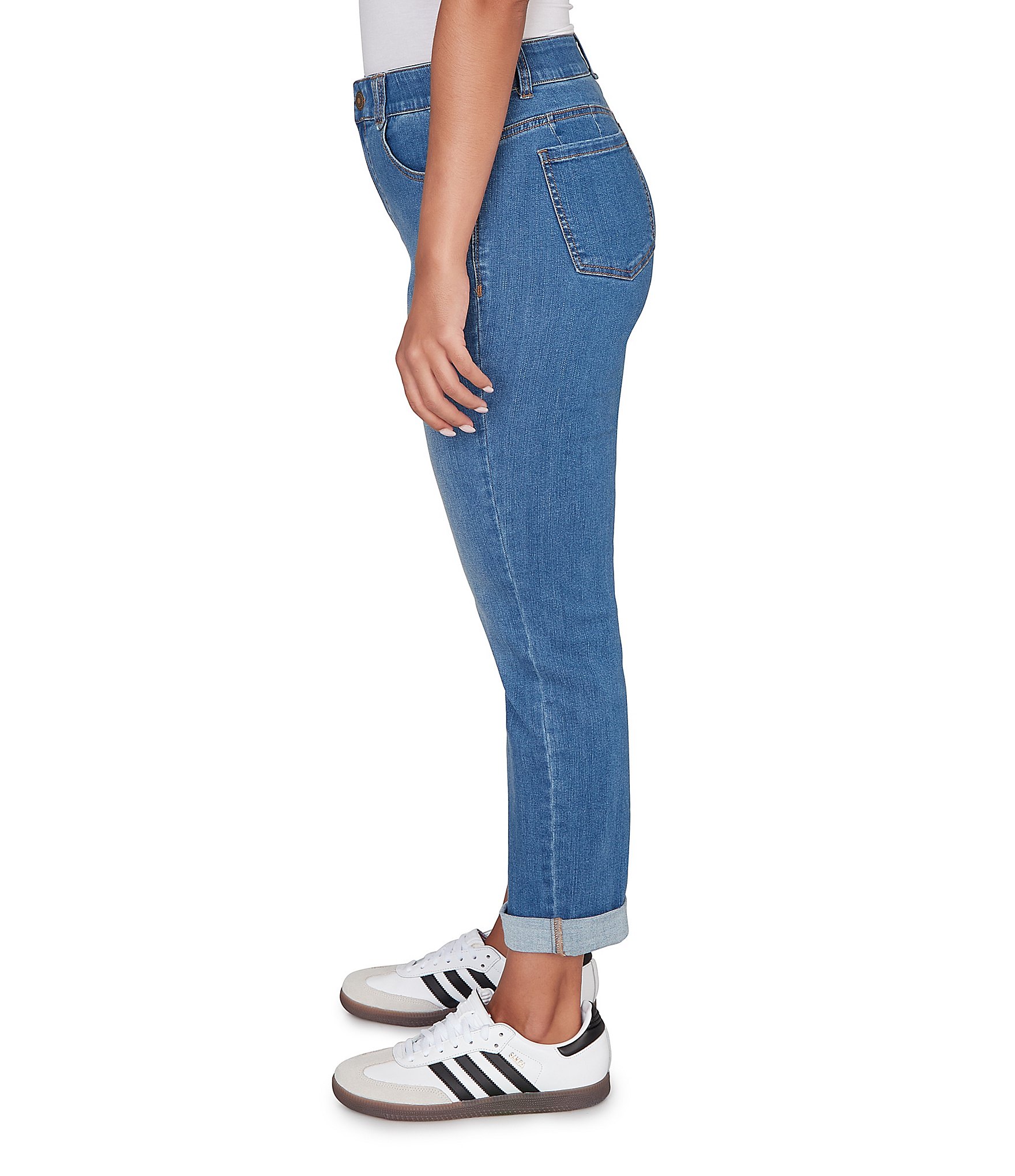 Ruby Rd. Ultra-Soft Rolled Hem Girlfriend Jeans