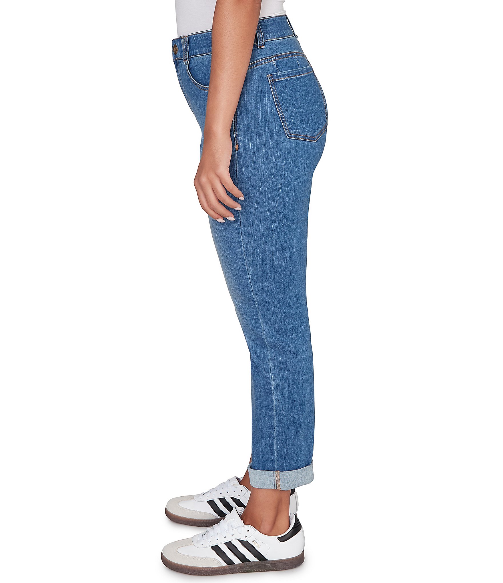 Ruby Rd. Ultra-Soft Rolled Hem Girlfriend Jeans