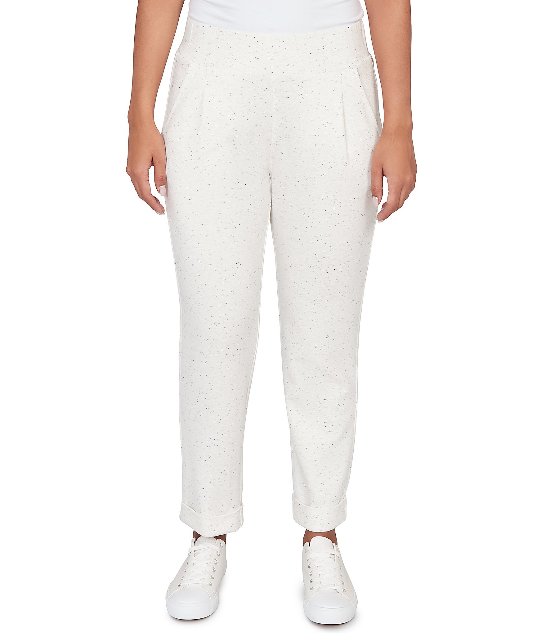 Ruby Rd. Ultra-Soft Speckled Knit Pleated Cuffed Pull-On Pants