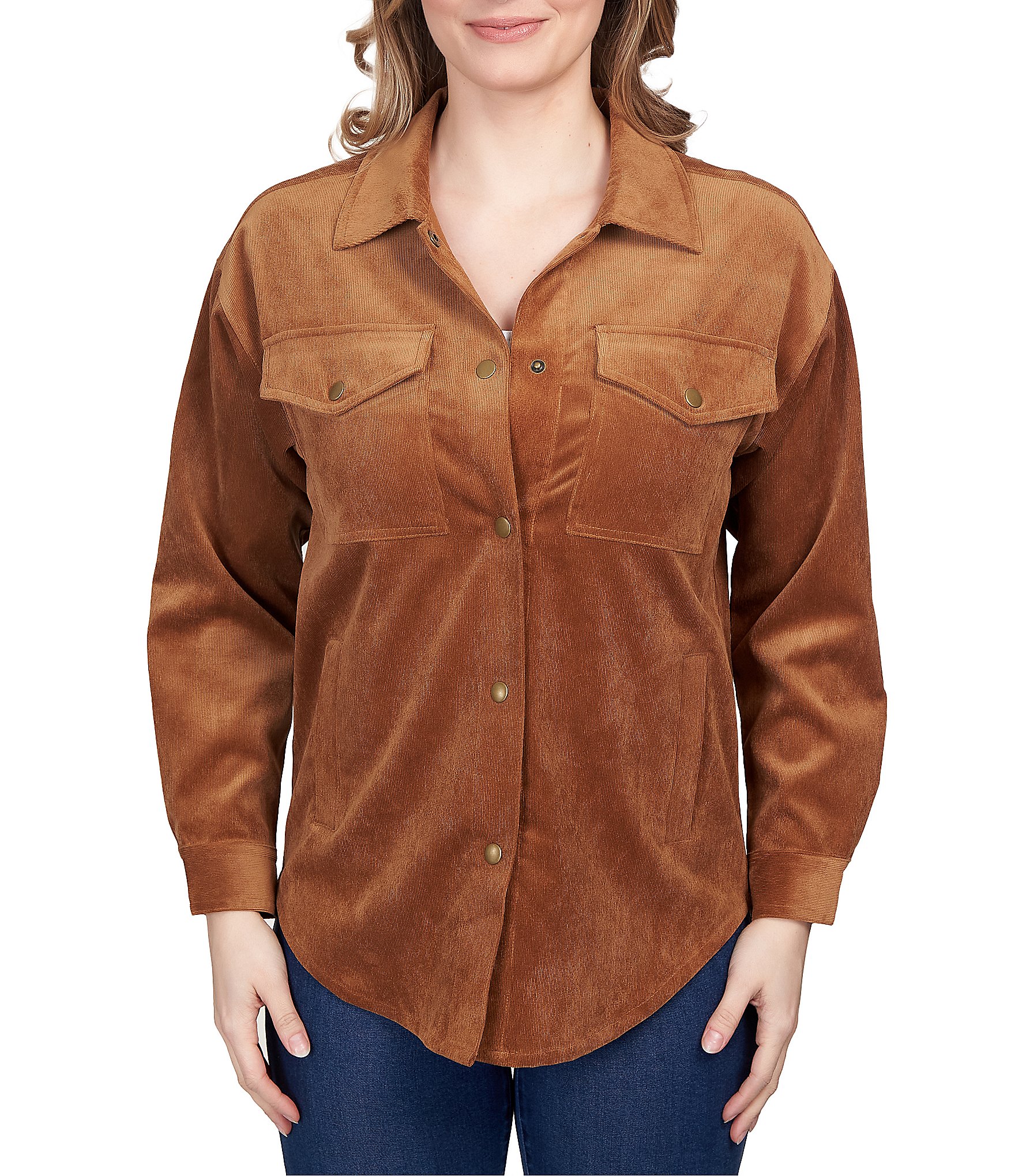 Good American Button Front Long Sleeve Utility Jacket