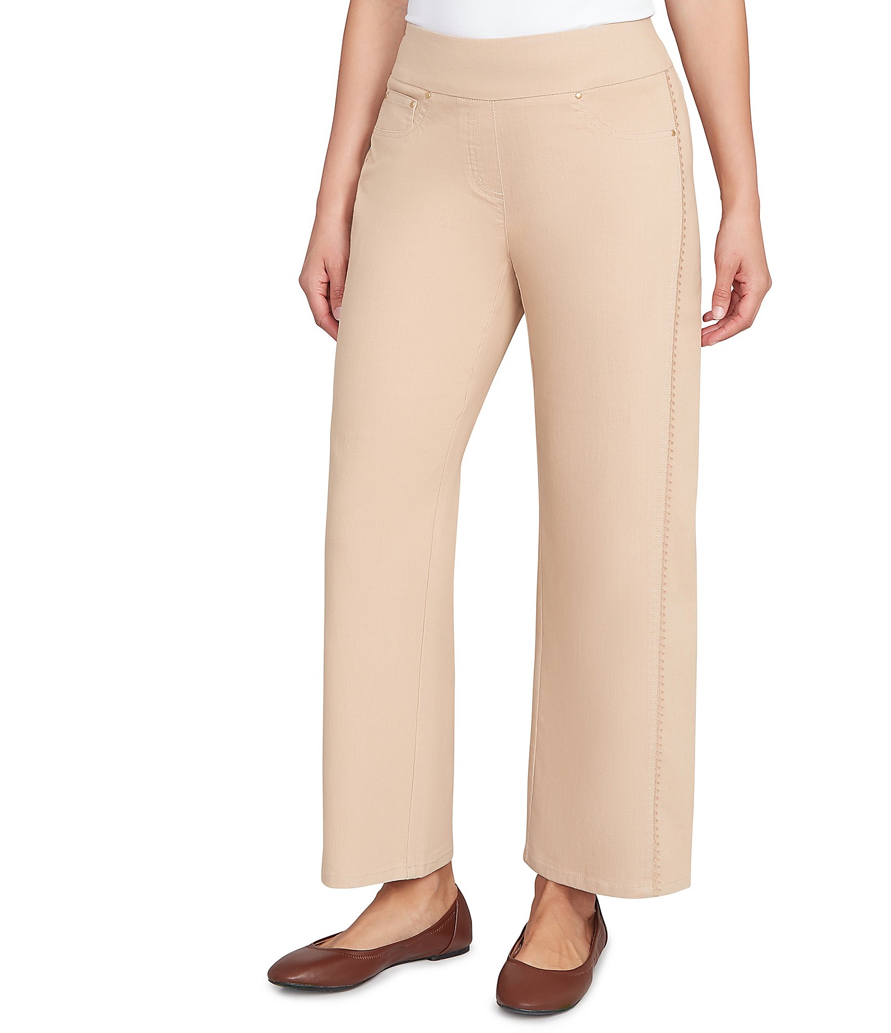 Ruby Rd. Flat Front Wide Leg Pull-On Pants