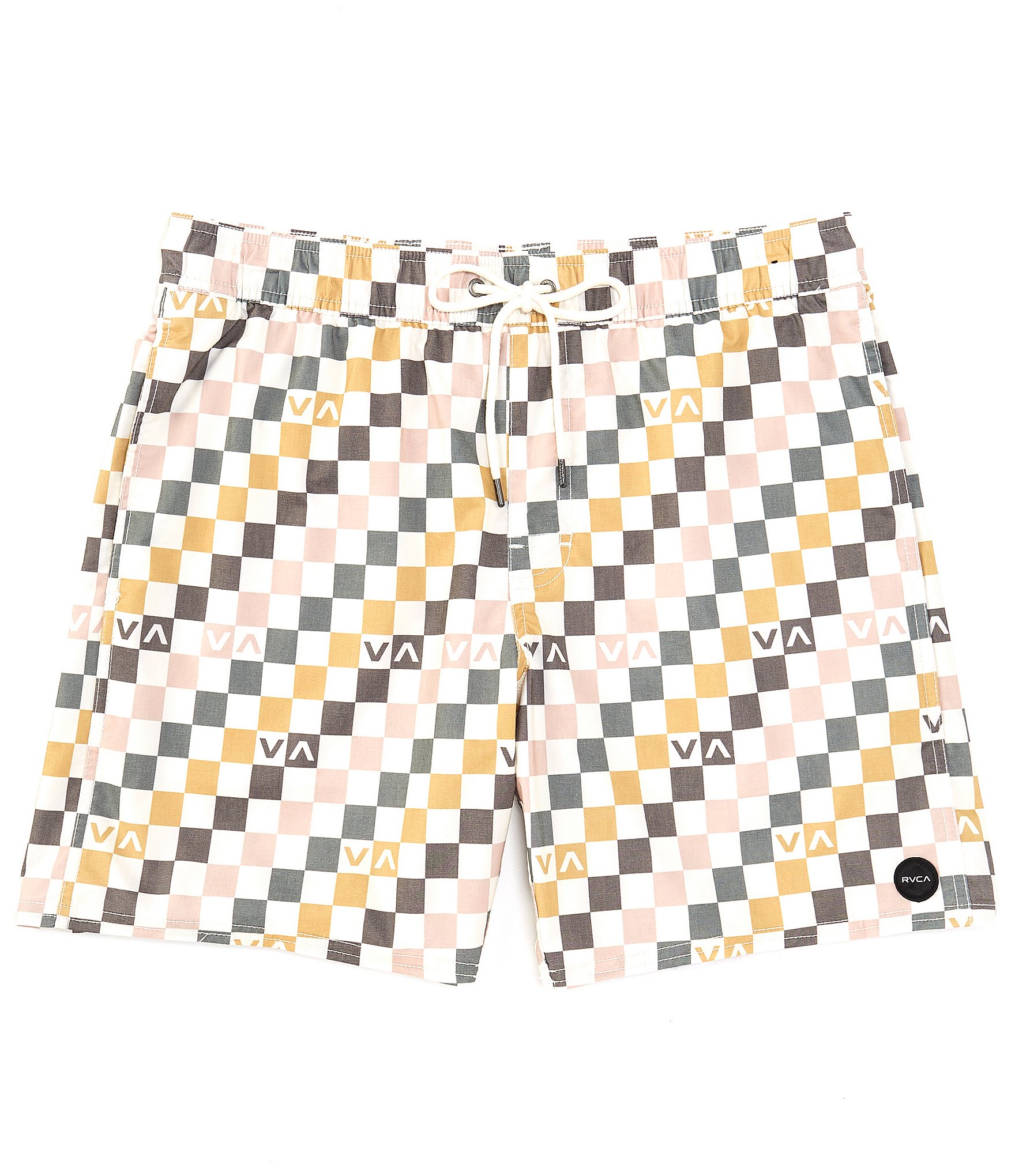 RVCA Barnes Elastic 17#double; Outseam Checked Board Shorts