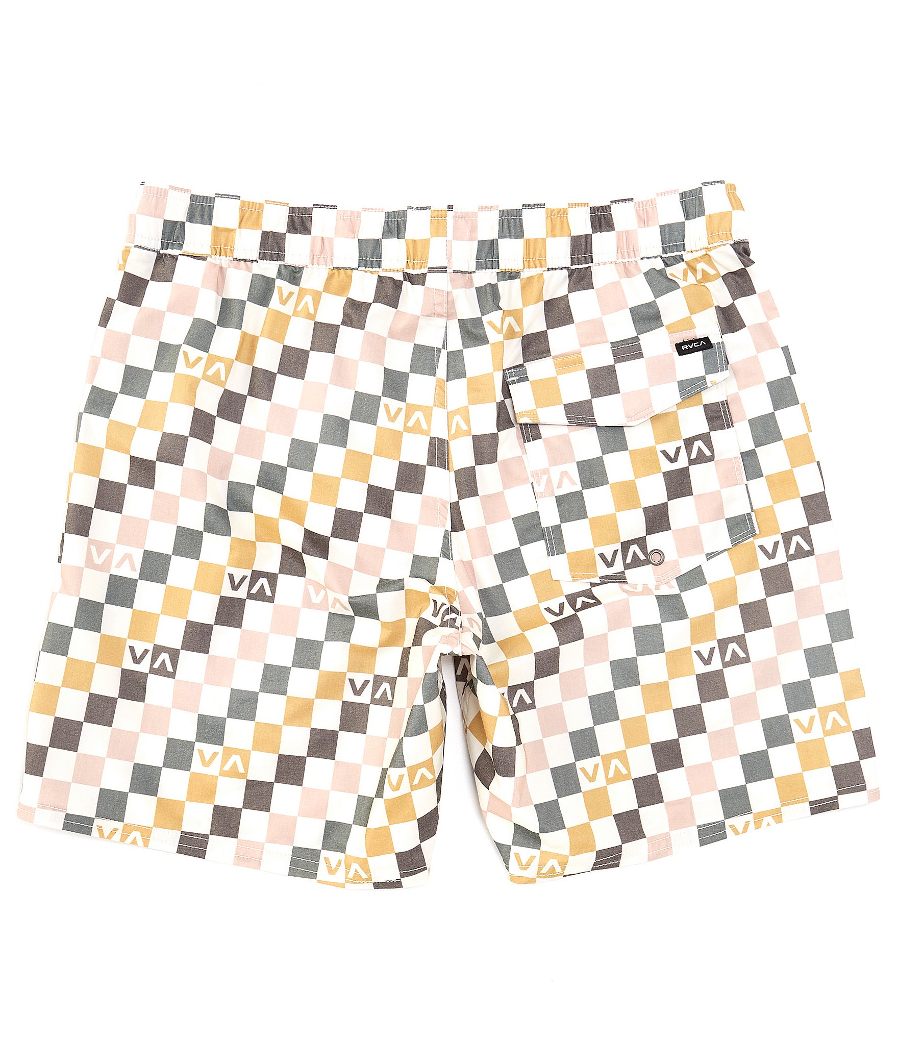 RVCA Barnes Elastic 17#double; Outseam Checked Board Shorts