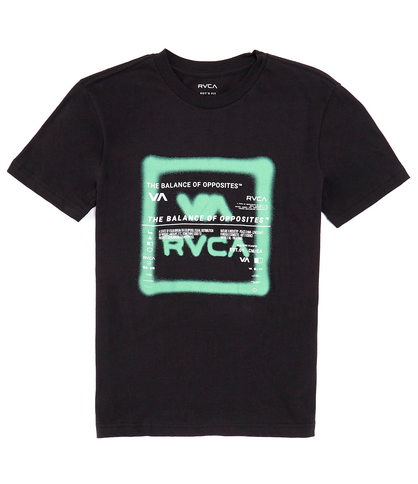 RVCA Big Boys 8-20 Short Sleeve Spray Text T-Shirt