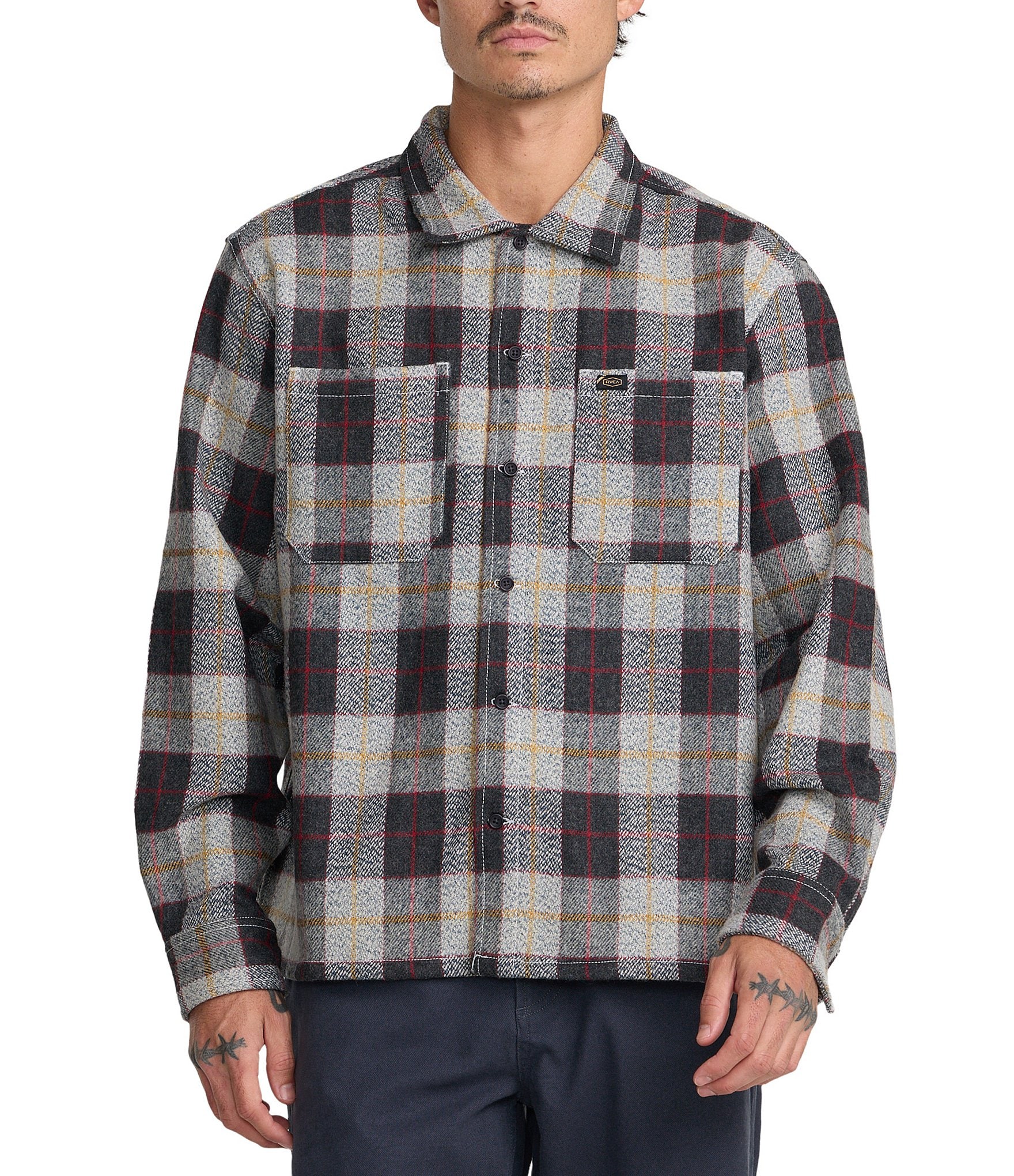 RVCA Dayshift Plaid Wool-Blend Flannel Shirt
