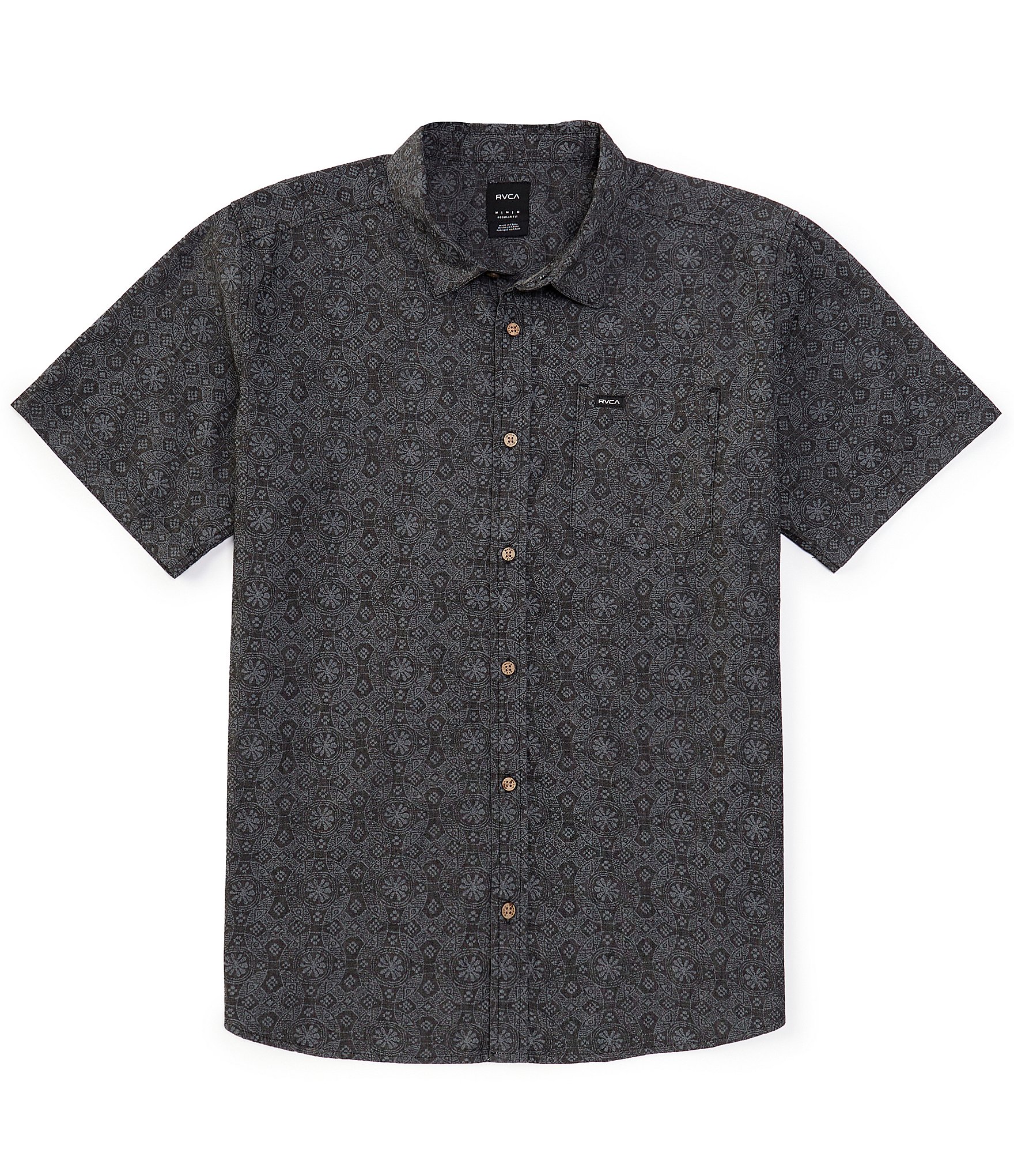 RVCA Frame Short Sleeve Printed Woven Chambray Shirt