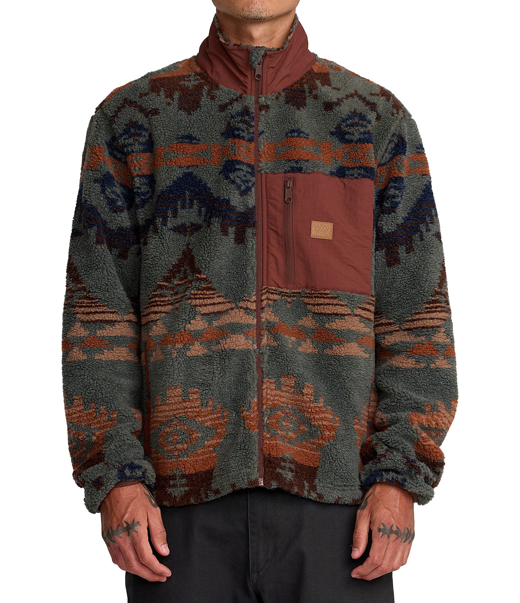 RVCA Long Sleeve Poly Engineered Jacquard Sherpa Jacket