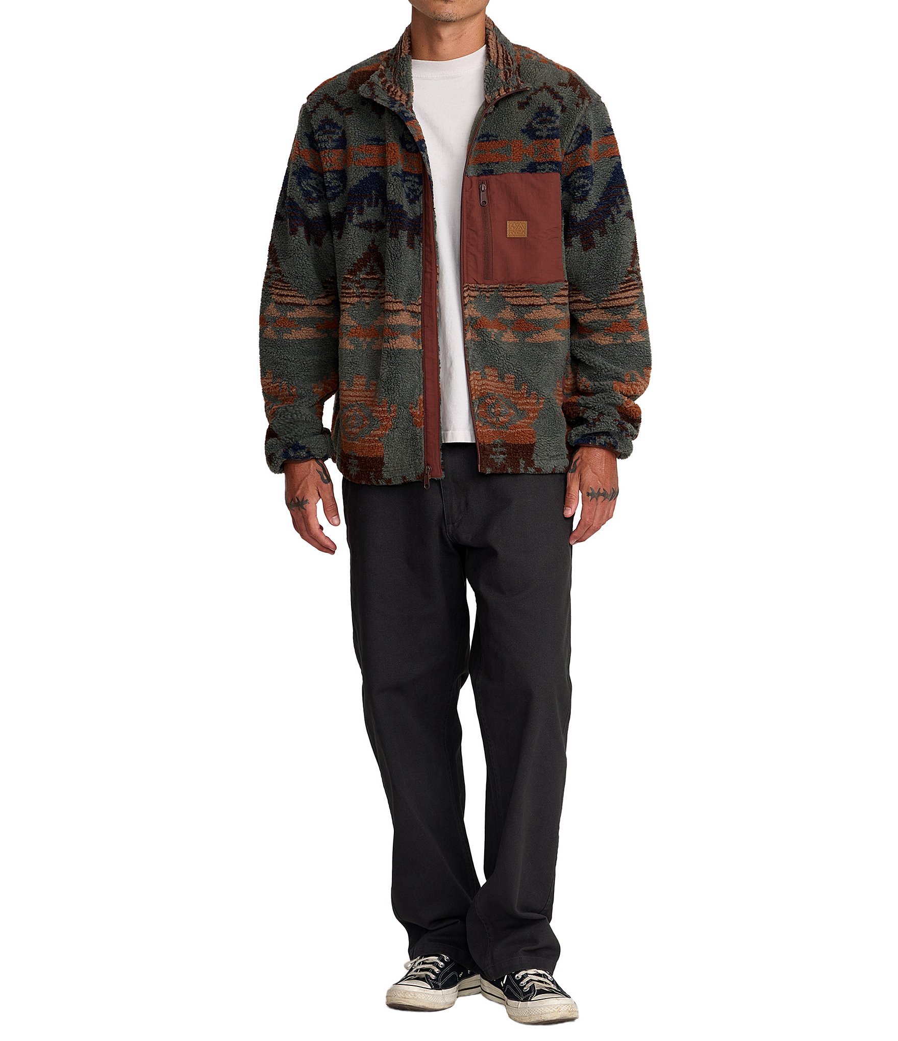 RVCA Long Sleeve Poly Engineered Jacquard Sherpa Jacket