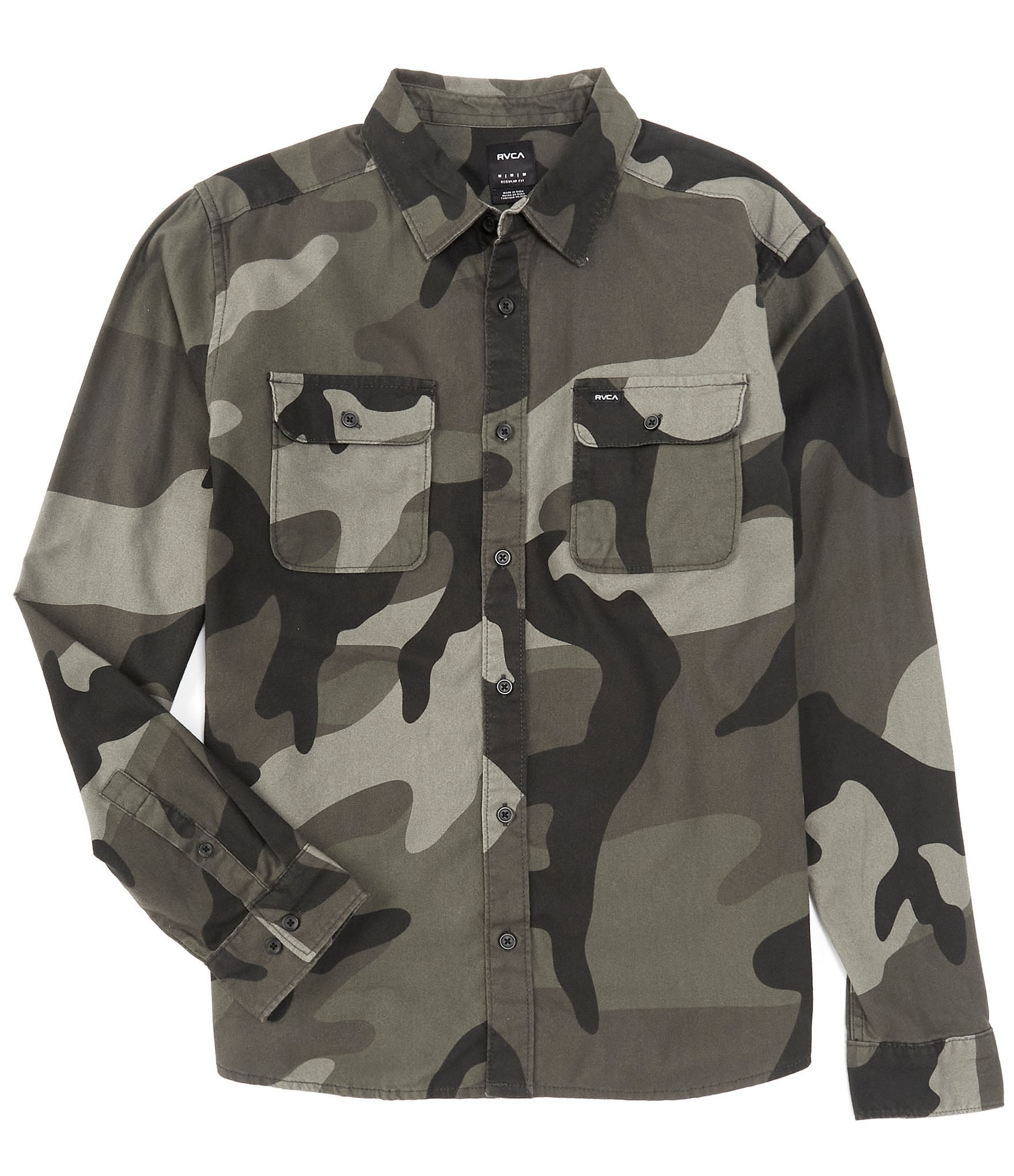 RVCA Panhandle Long Sleeve Camouflage Flannel Shirt Dillard s