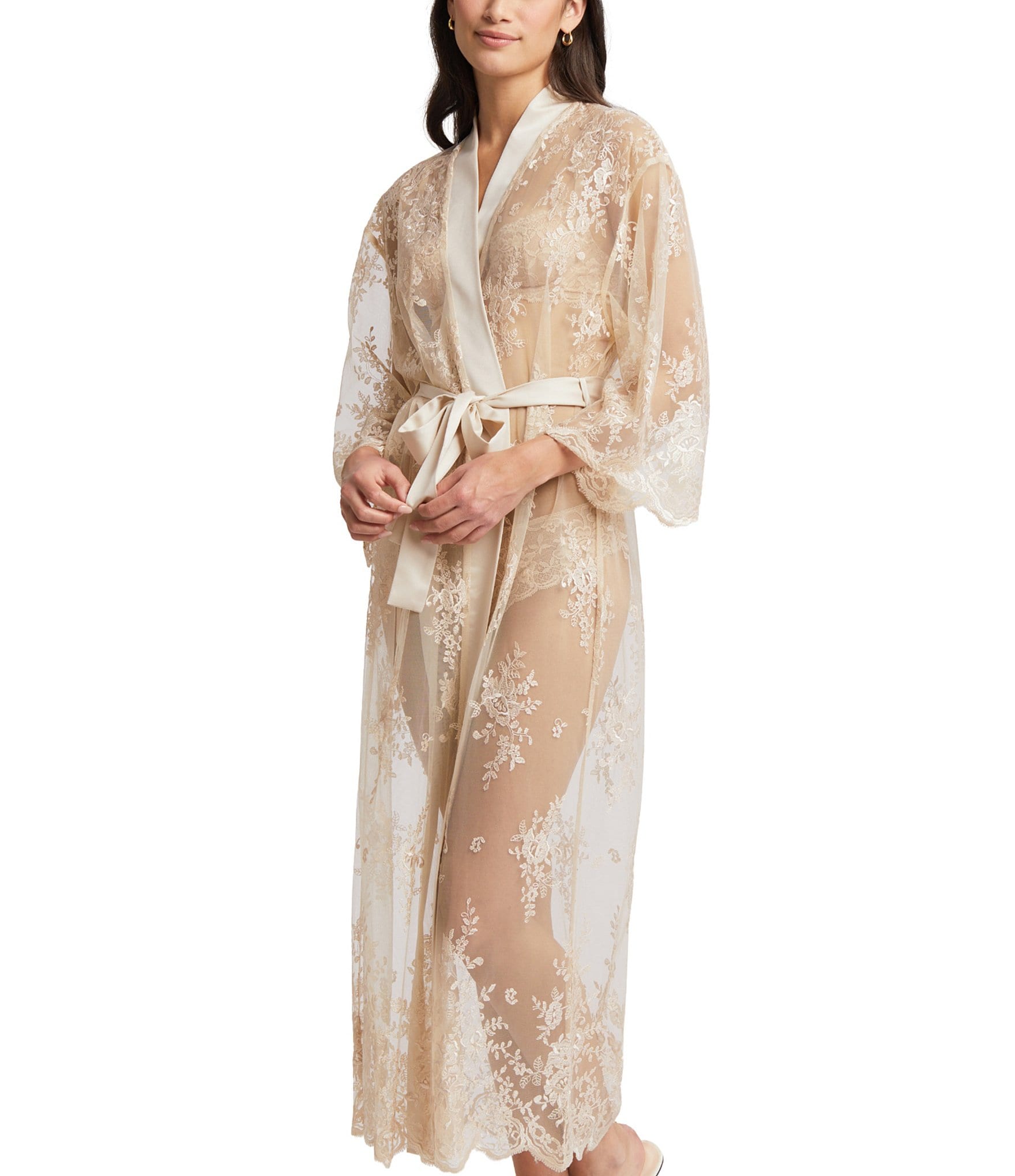 Rya Collection Darling Lace Long Kimono Sleeve Robe