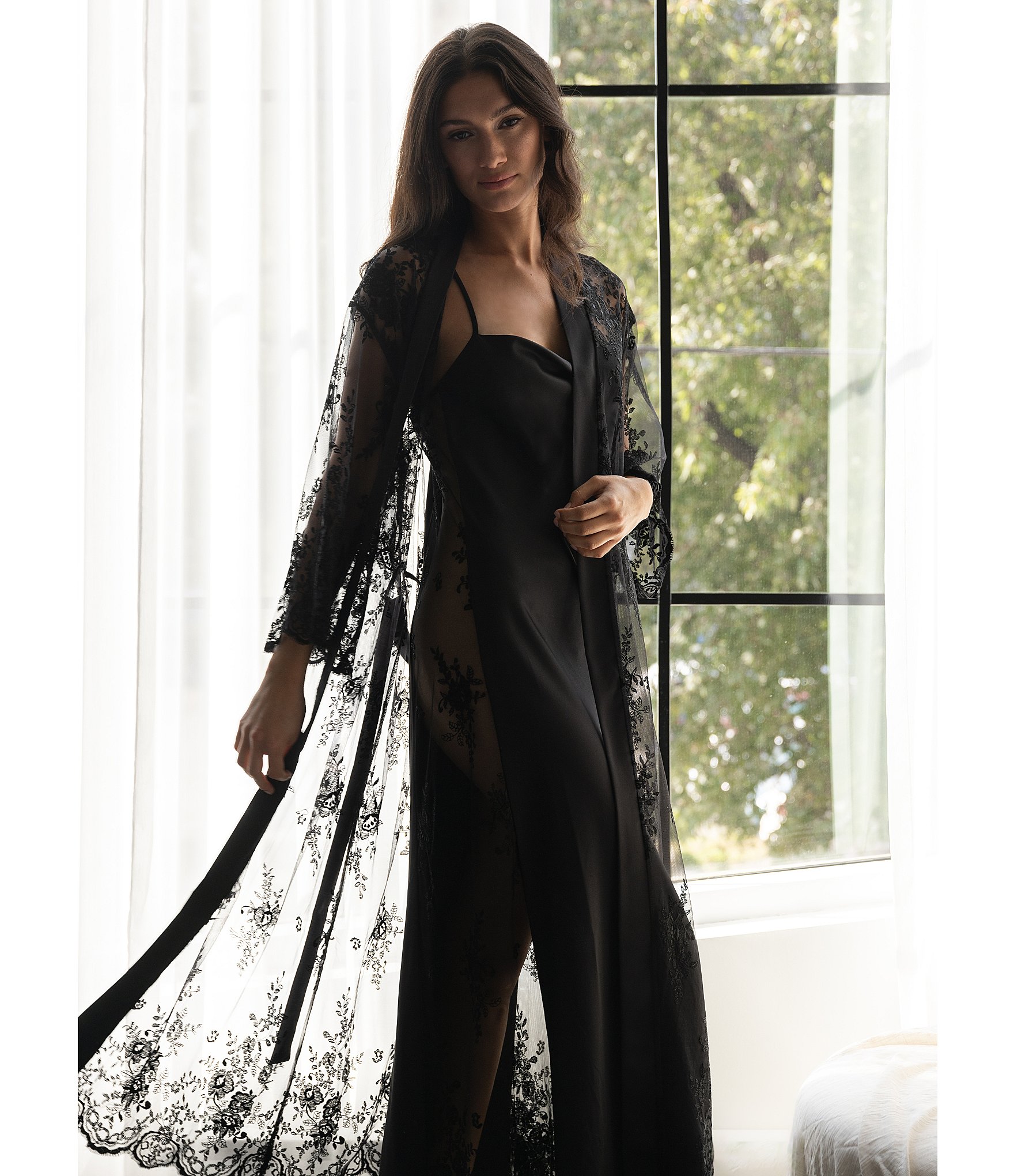 Rya Collection Darling Lace Long Kimono Sleeve Robe