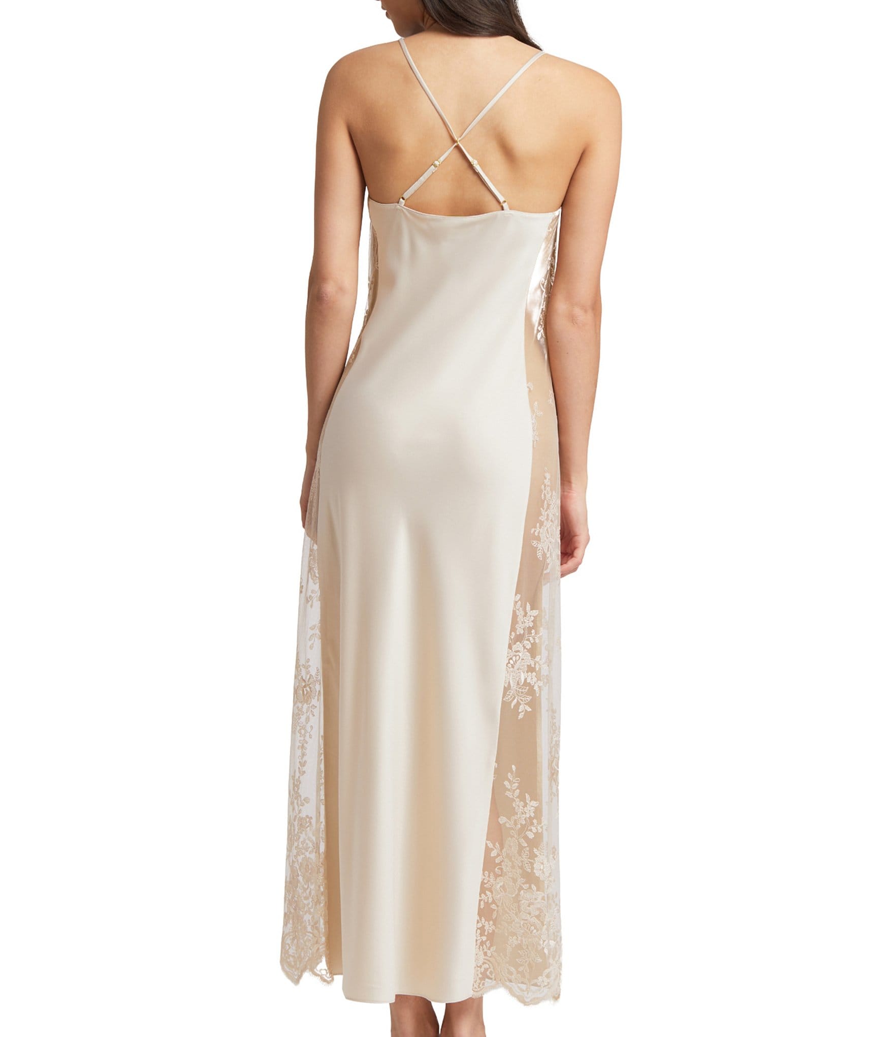 Rya Collection Darling Sweetheart Neck Crisscross Back Detailed Lace Slip Nightgown