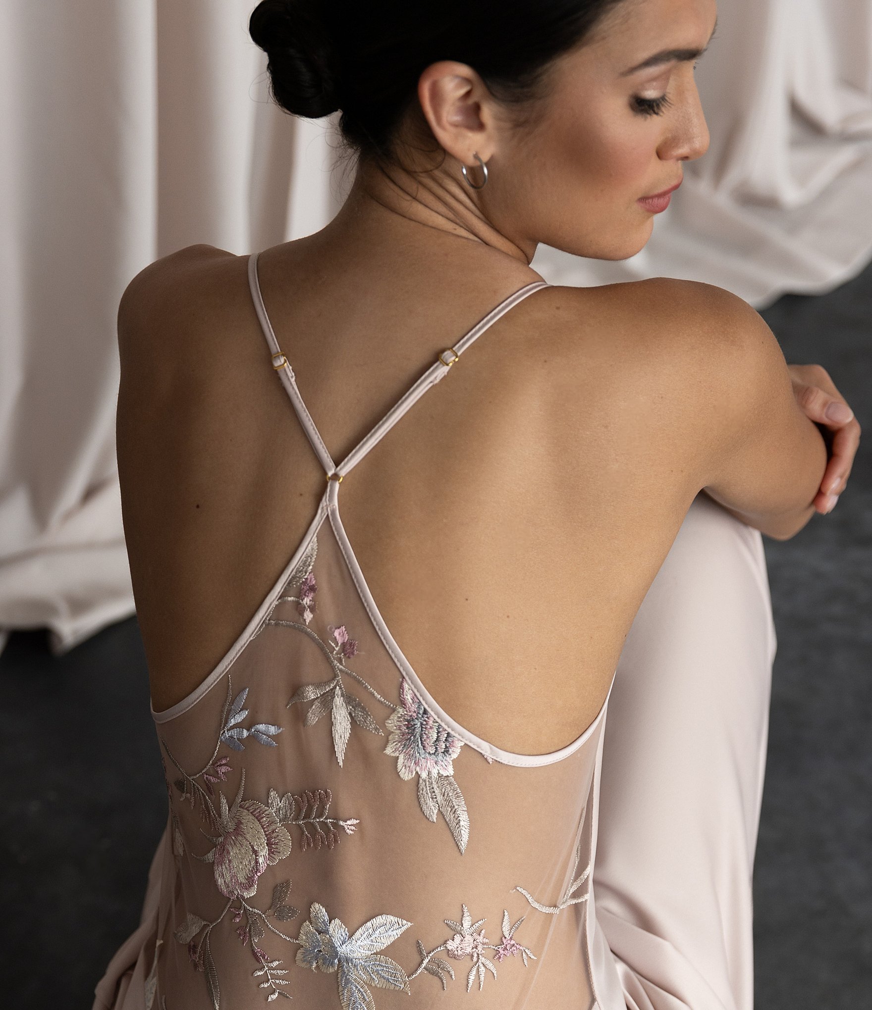 Rya Collection Stunning V-Neck Embroidered Back Gown